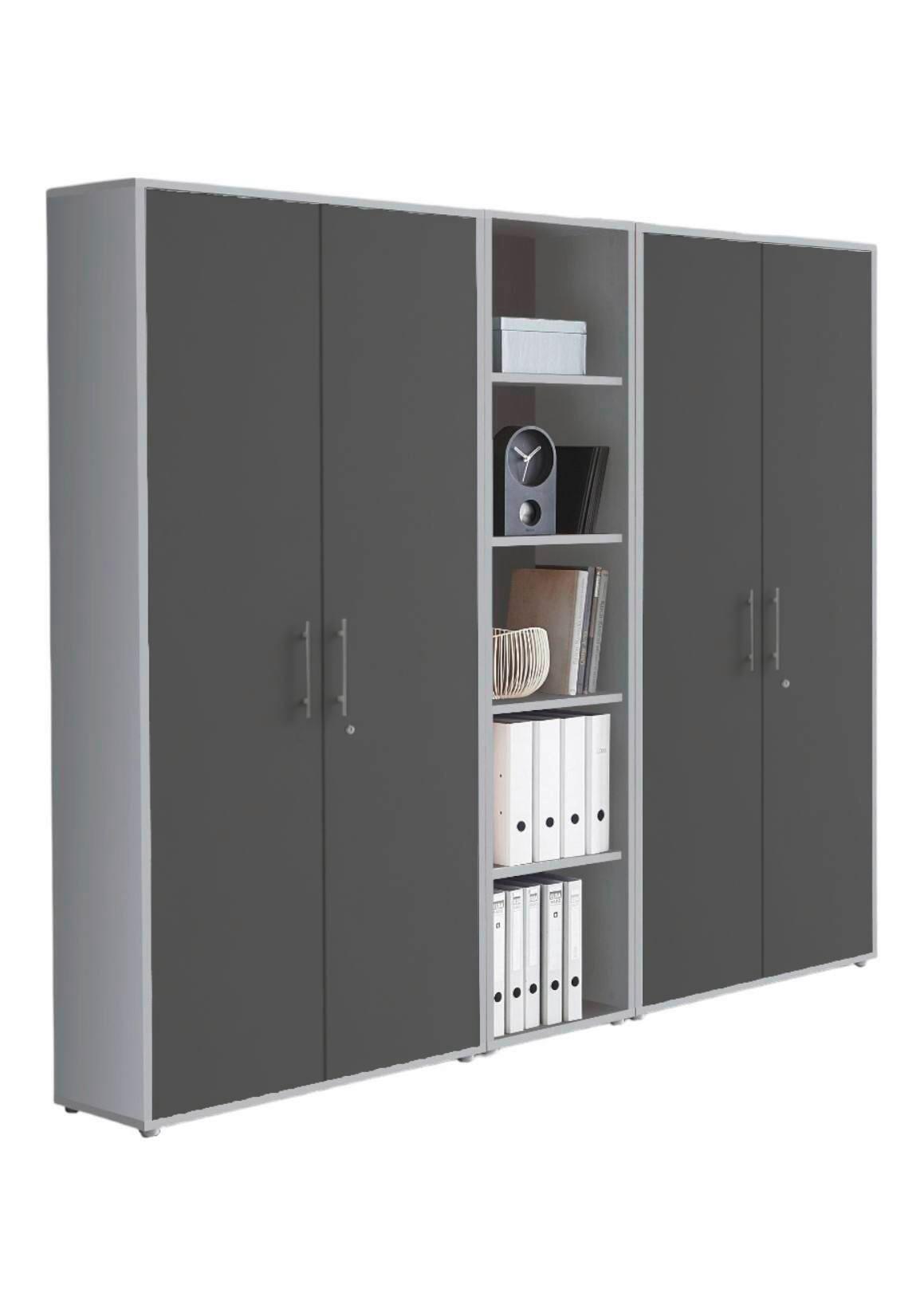 AKTENSCHRANK OFFICE EDITION - SW SET 10 - Anthrazit/Hellgrau, MODERN, Holzwerkstoff (212,9/185,6/33cm) - MID.YOU