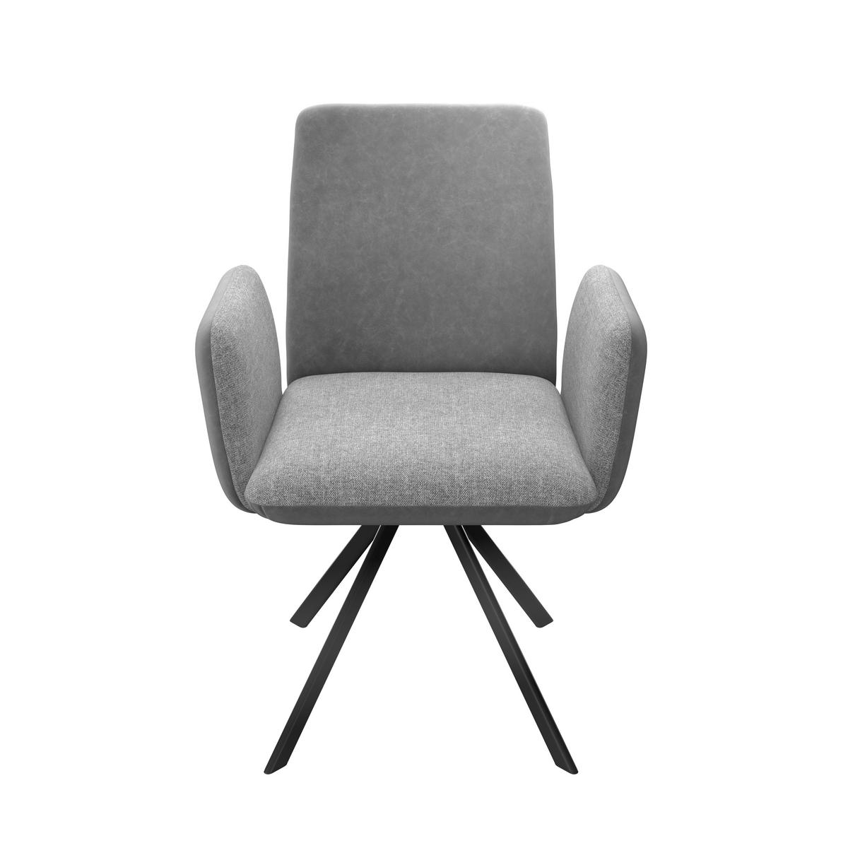 Armlehnstuhl Kian Webstoff Grau, B: 65 cm - Schwarz/Grau, Trend, Textil/Metall (65/88/63cm)