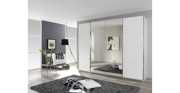 Schwebetürenschrank M. Spiegel 271cm Bensheim, Weiß - Klar/Eichefarben, MODERN, Holzwerkstoff (271/211/62cm) - James Wood
