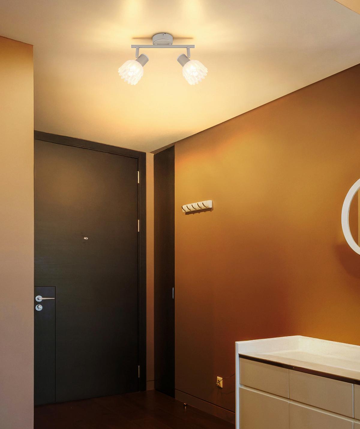 Strahler Exkl. 2xe14, 40w - Sandfarben, KONVENTIONELL, Glas/Metall (25/9/15,5cm) - Globo