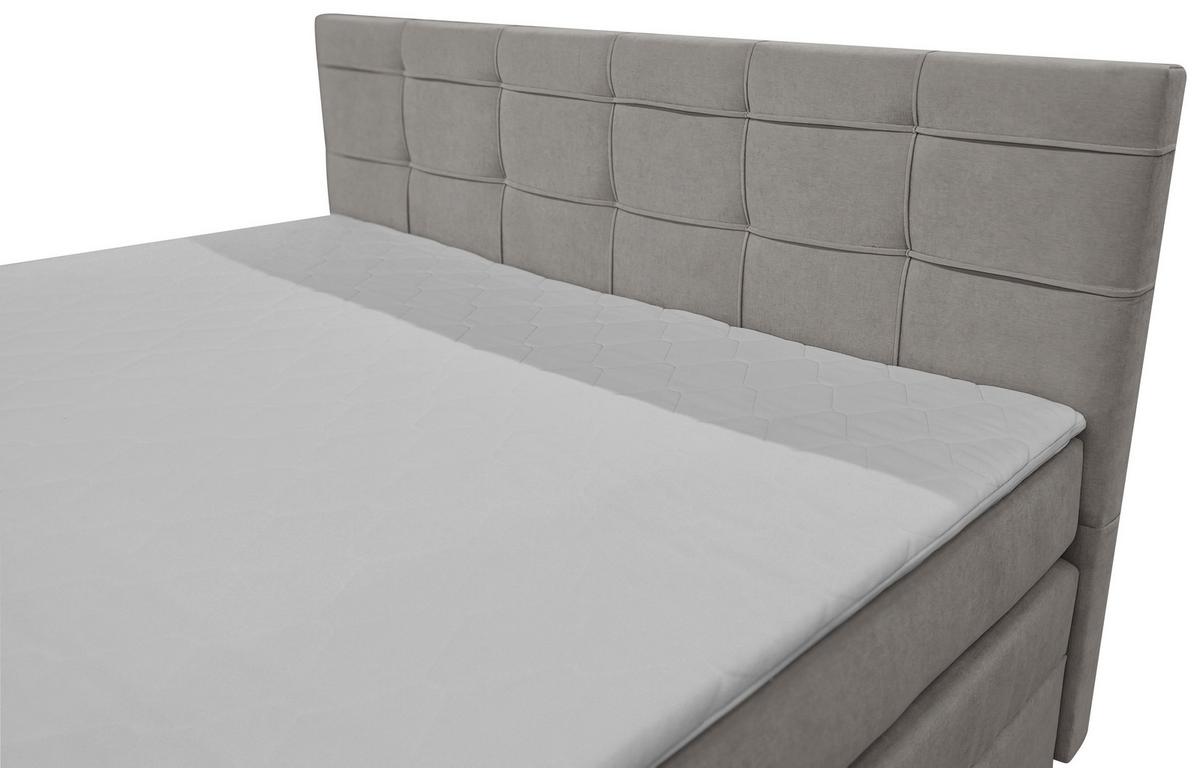 Boxspringbett Mitto mit Topper 140x200 cm - Hellgrau/Schwarz, KONVENTIONELL, Textil/Metall (140/200cm)