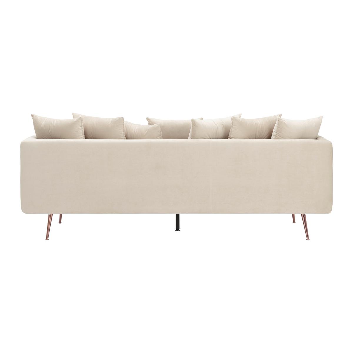Pohovka Big Sofa LUIS, béžový samet - barva růžového zlata/béžová, Moderní, kov/dřevo (225/87/87cm) - Bessagi Home
