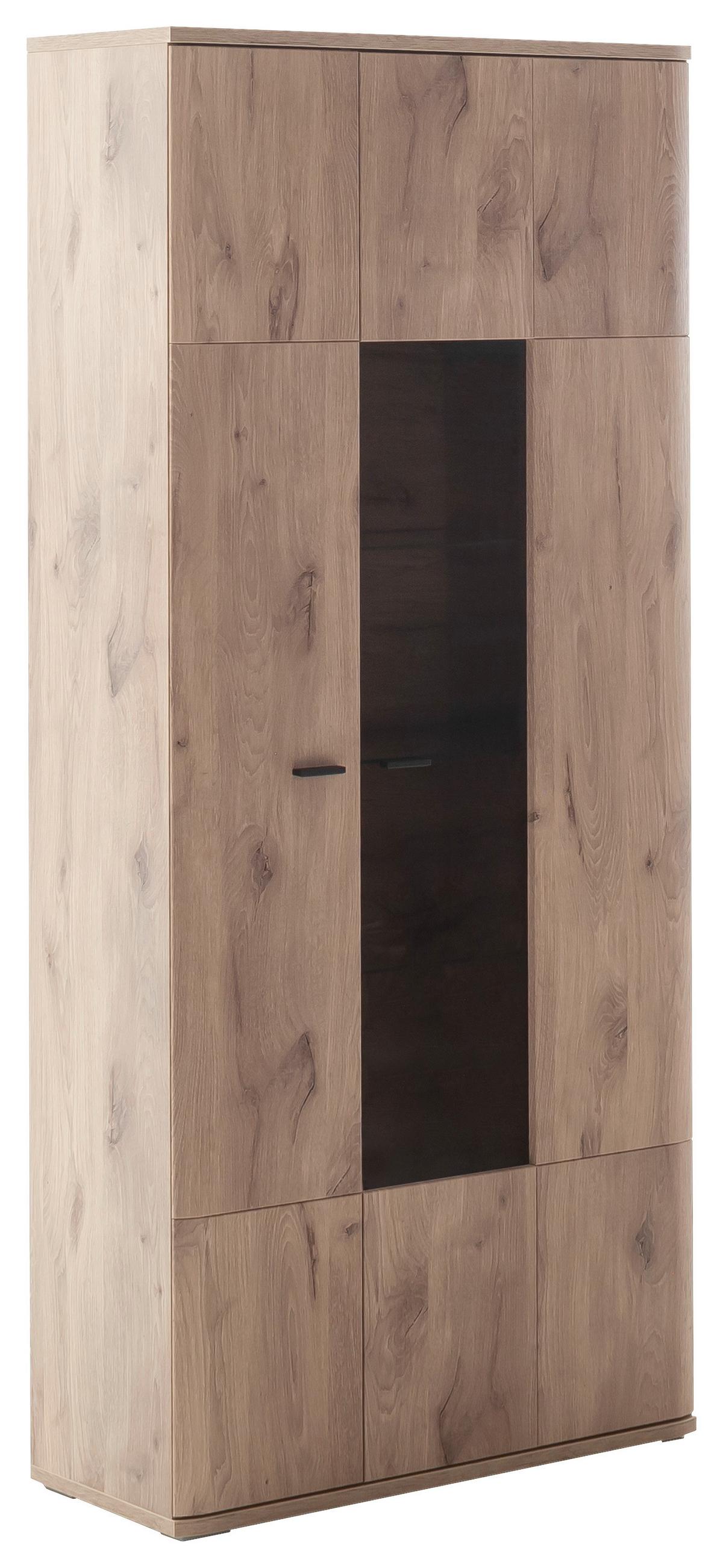 Vitrine Prato Eichefarben B: 90 cm - Eichefarben, Design, Glas/Holzwerkstoff (90/199/37cm) - MID.YOU