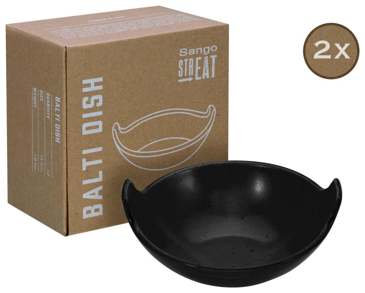 Schüsselset Steinzeug Schwarz 2--Teilig. Bxh: 17x15,5 Cm - Schwarz, Design, Keramik (17/15,5cm) - Creatable