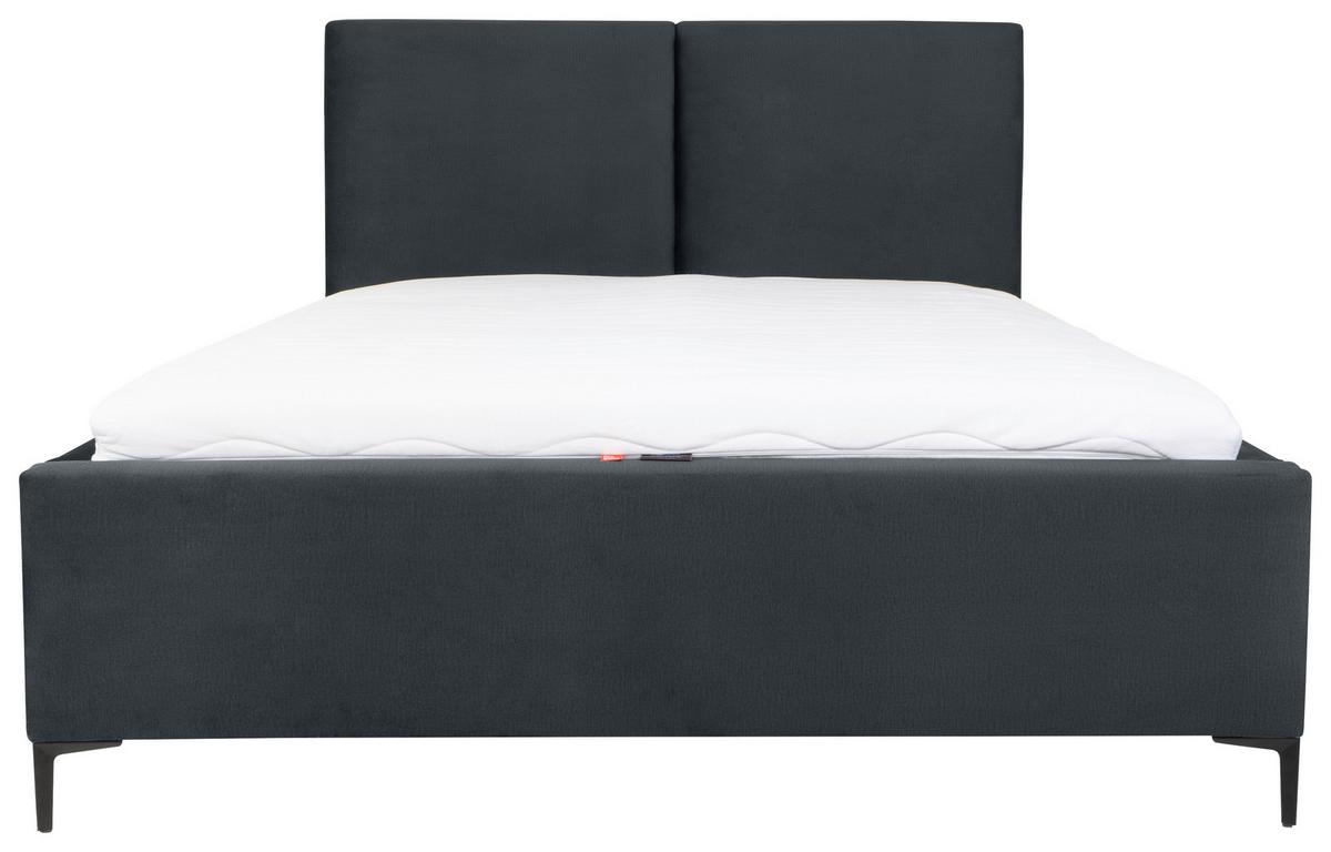 Čalouněná postel PALINI 160x200cm - černá/jádrový buk, Moderní, dřevo/textil (160/200cm) - MID.YOU