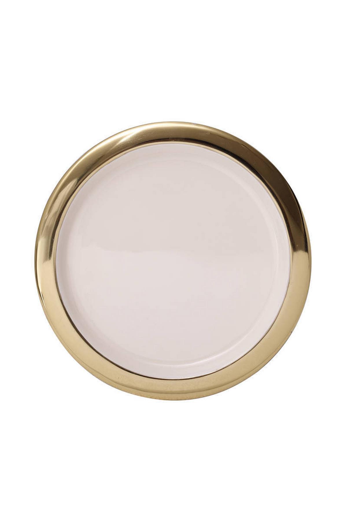 Tortenplatte Rund Eisen Art Deco D: 20,5 cm Golden/Rosa - Goldfarben/Rosa, Trend, Metall (20,5/13,5cm) - Kayoom
