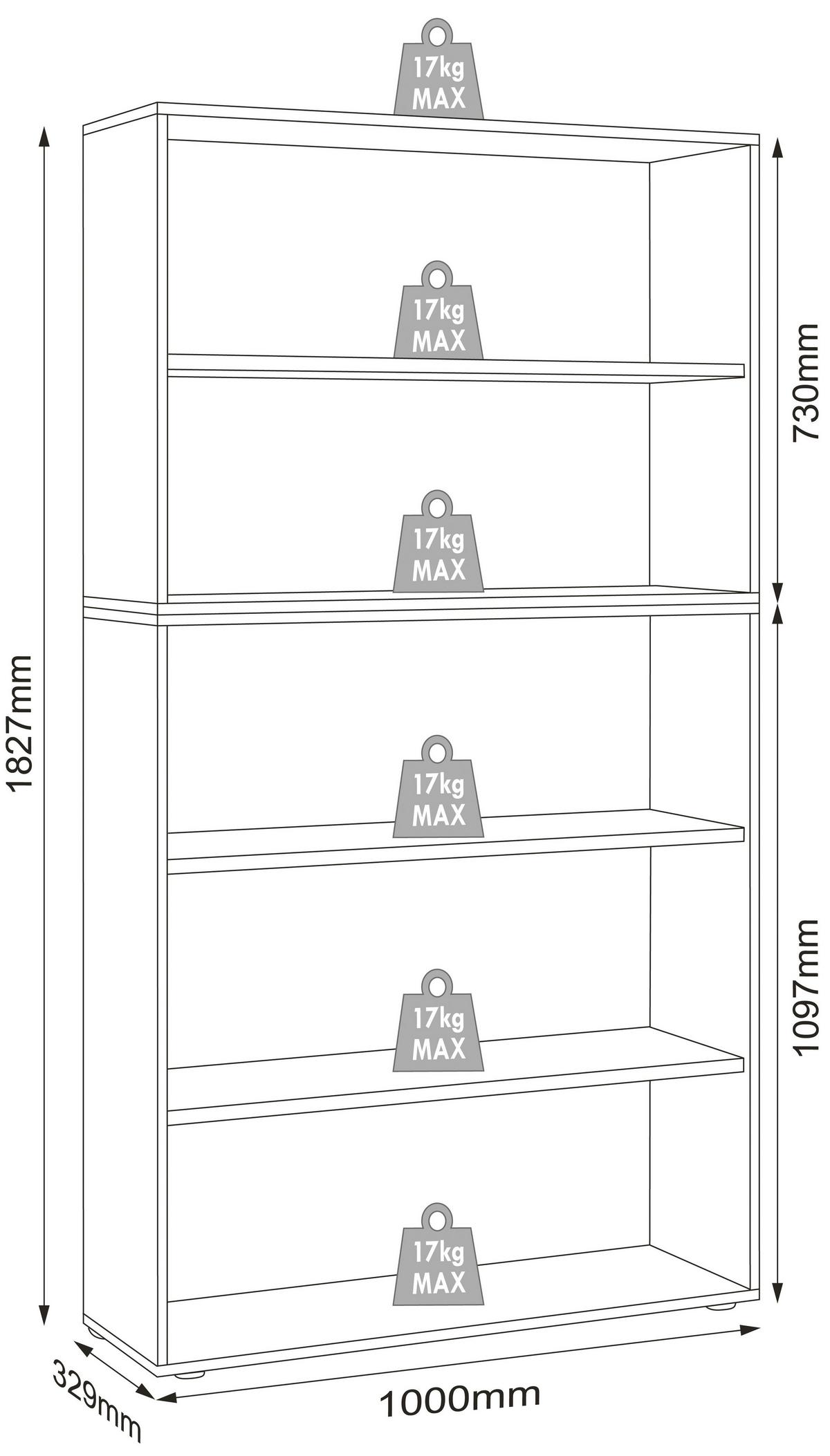 REGÁL NA ŠANÓNY SALIA B100 - čierna/dub medový, Design, kompozitné drevo/plast (100/183/33cm) - P & B