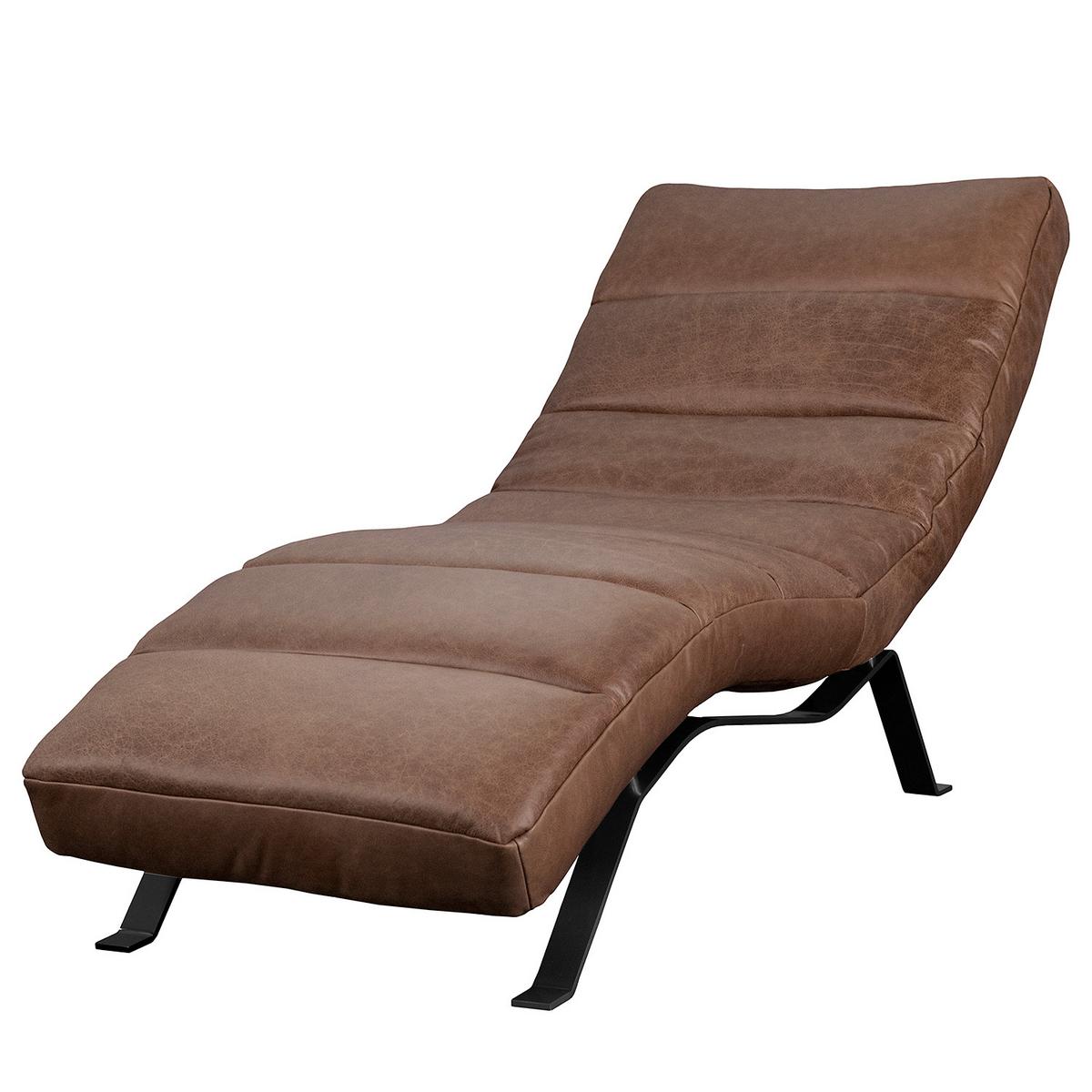 Relaxliege Swing Black Swing Black - Schwarz/Braun, Design, Leder (65/65-95/171cm) - Livetastic