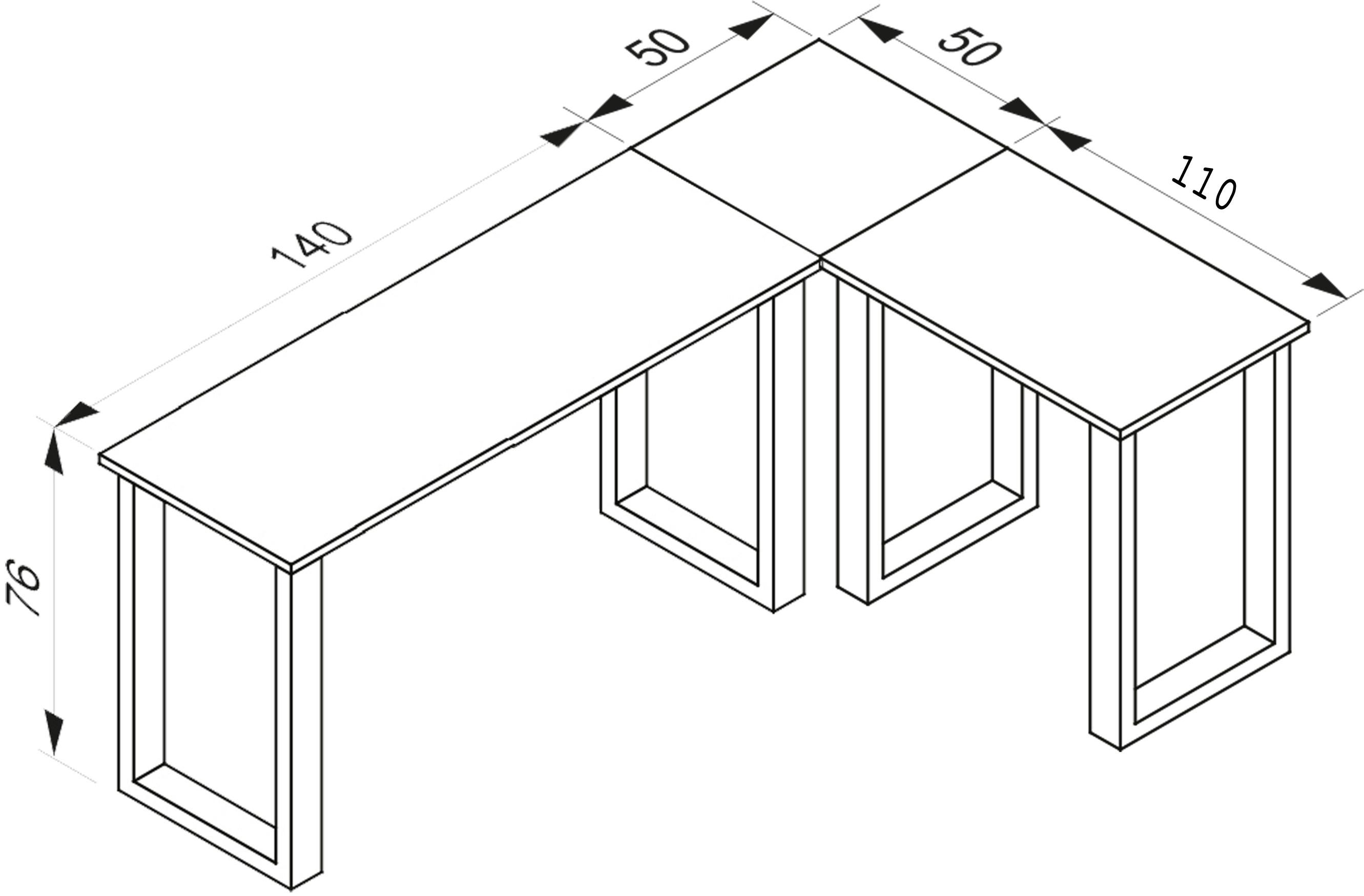 Eckschreibtisch Lona Anthrazit/Silberfarbe L: 190cm - Anthrazit/Silberfarben, Design, Holzwerkstoff/Metall (190/190/76cm) - MID.YOU