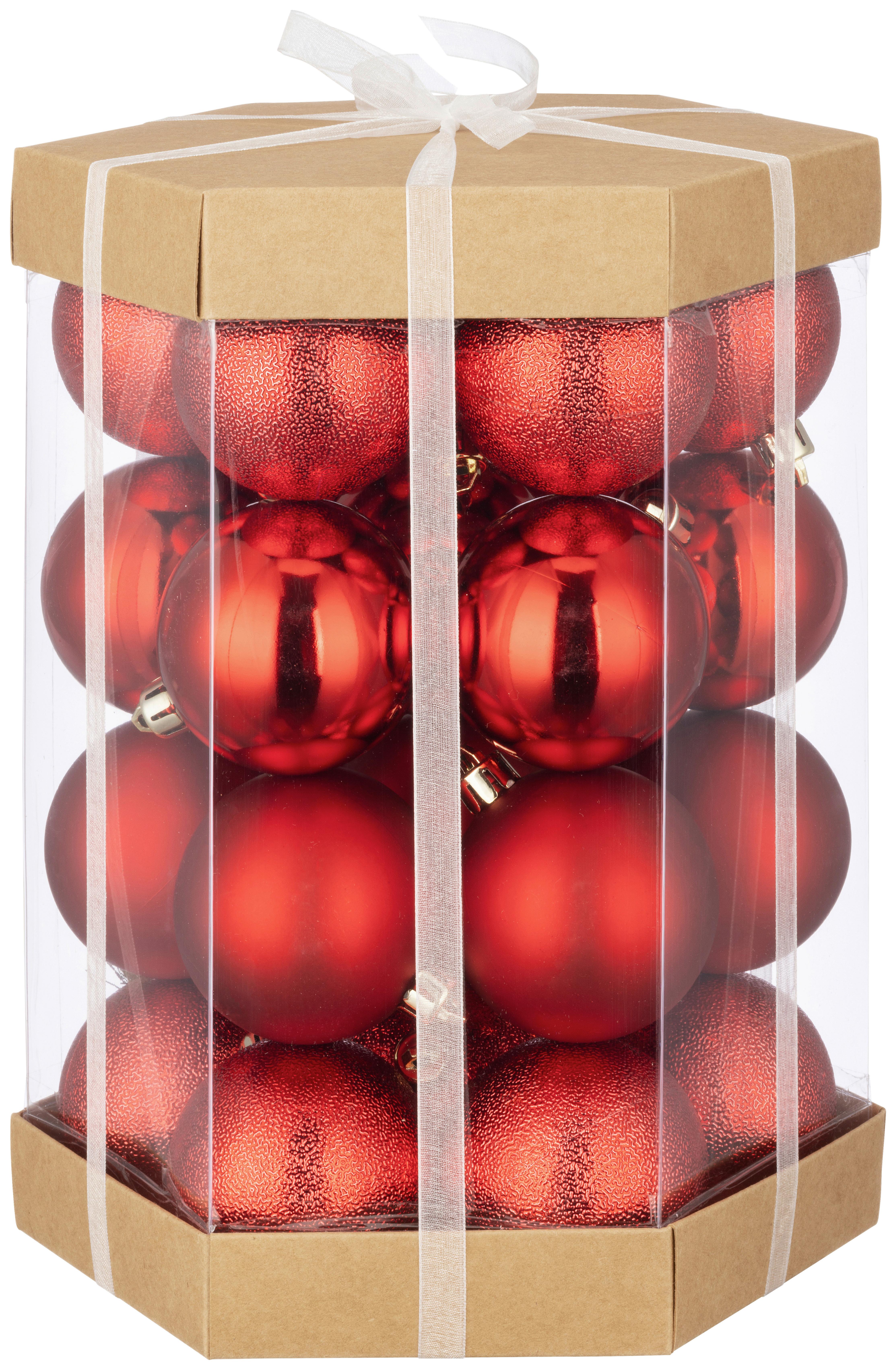 Christbaumkugel-set Julia - Rot, KONVENTIONELL, Kunststoff (6cm) - Luca Bessoni