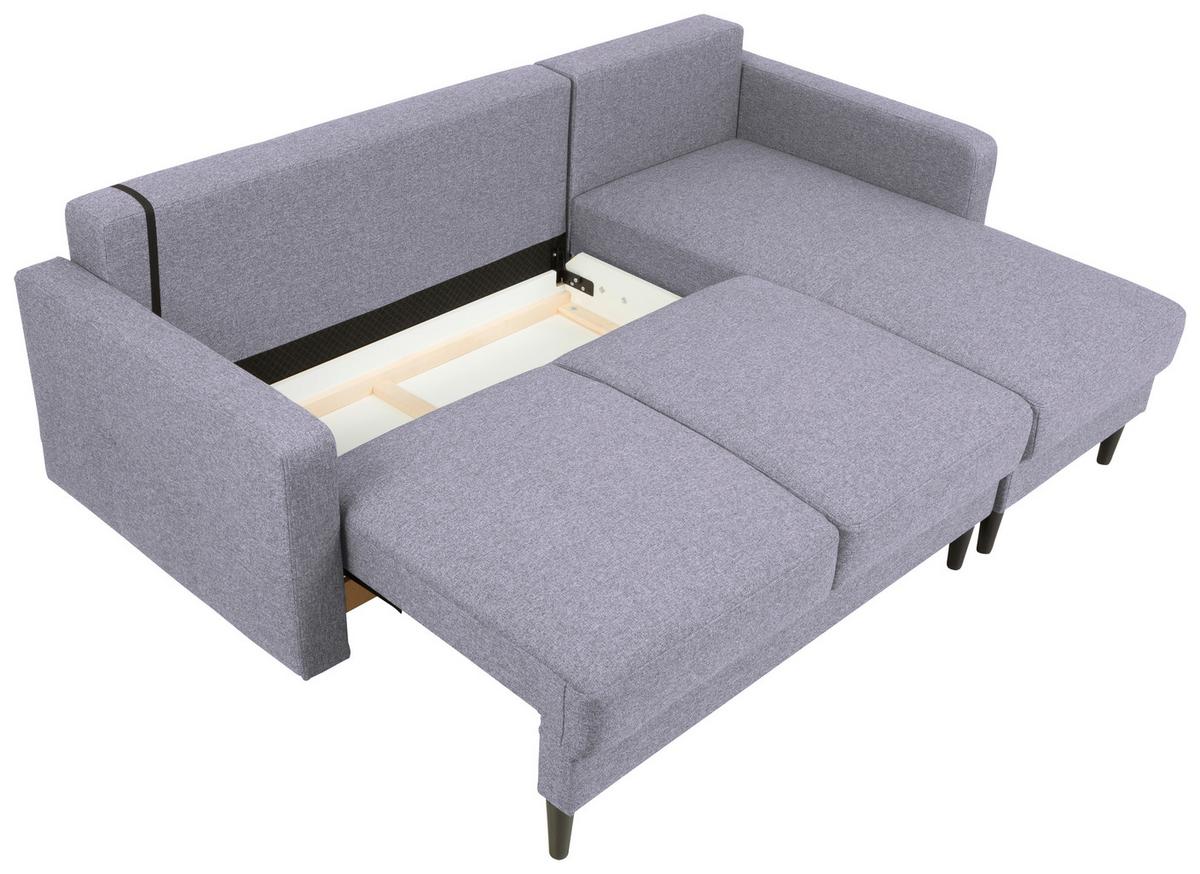 Eckschlafsofa Noret Graublau S: 223/157 cm - Hellgrau/Schwarz, KONVENTIONELL, Textil (223/157cm) - MID.YOU
