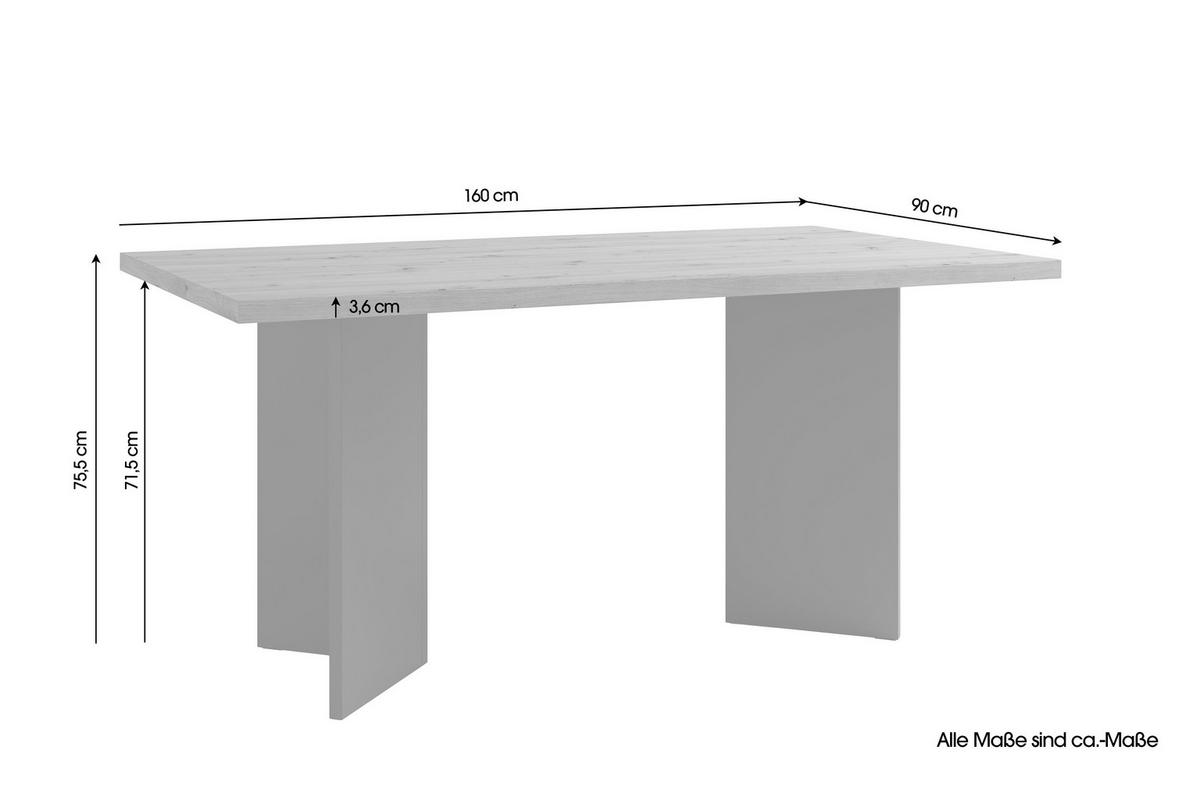 Esstisch Marten - Eichefarben/Anthrazit, MODERN, Holzwerkstoff (160/90/75,5cm) - MID.YOU