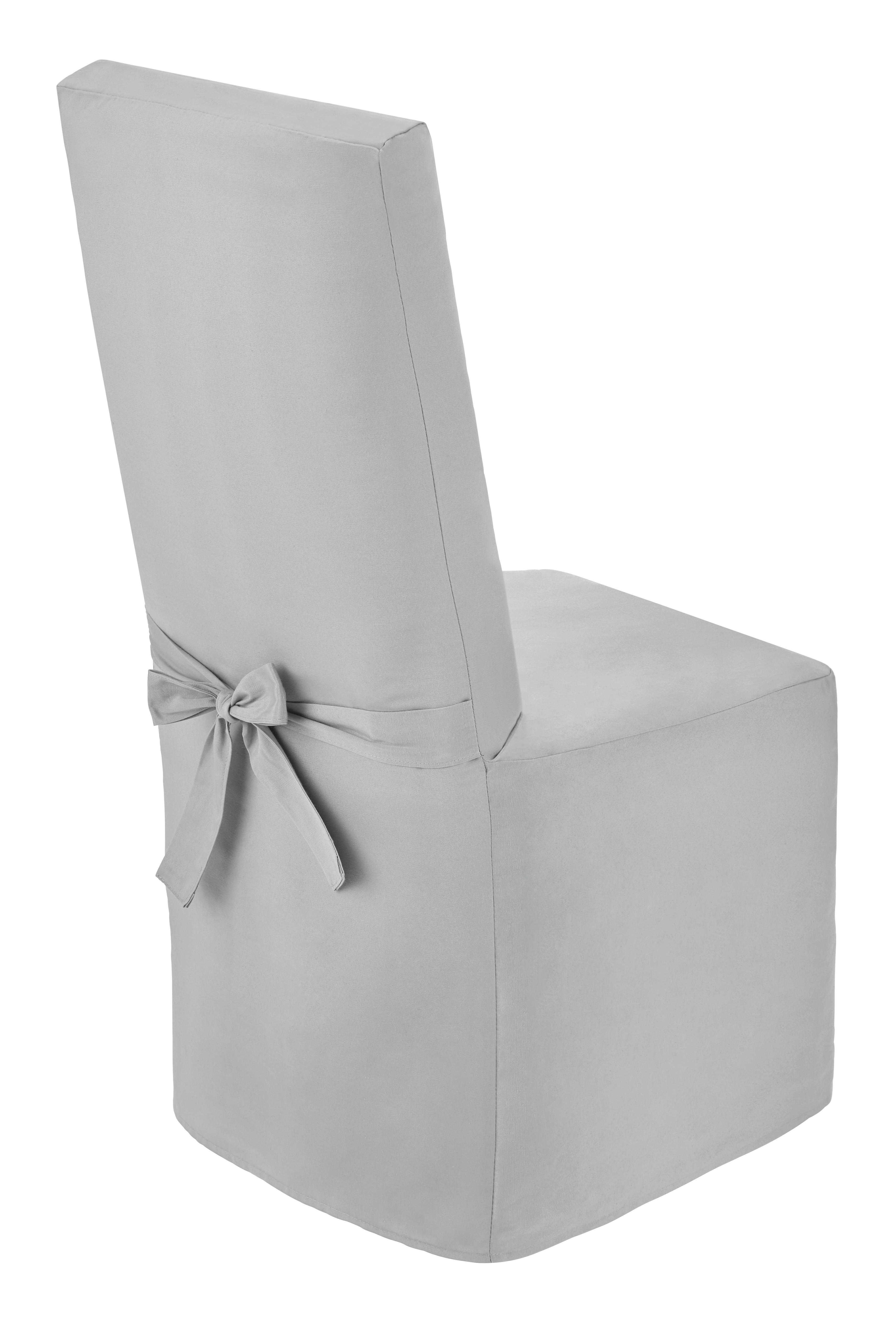 Stuhlhusse Anna Baumwolle Silberfarben LxBxH: 50x48x110 cm - Silberfarben, KONVENTIONELL, Textil - Ondega