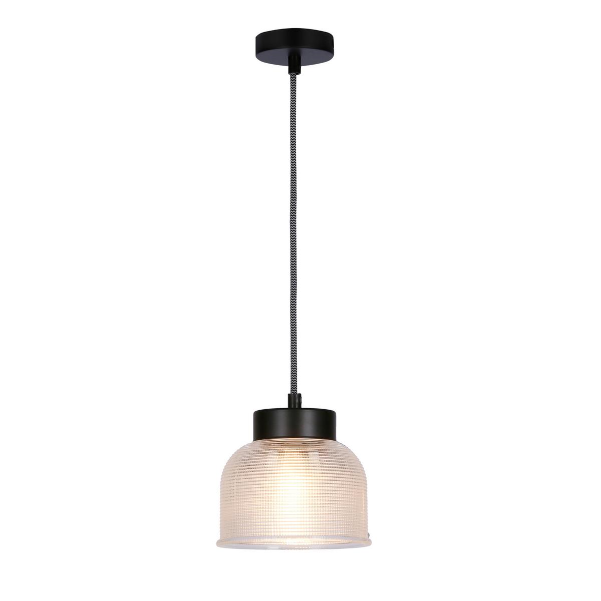 Pendelleuchte Liverpool - Transparent/Schwarz, Design, Glas/Metall (14.5/14.5/90cm)
