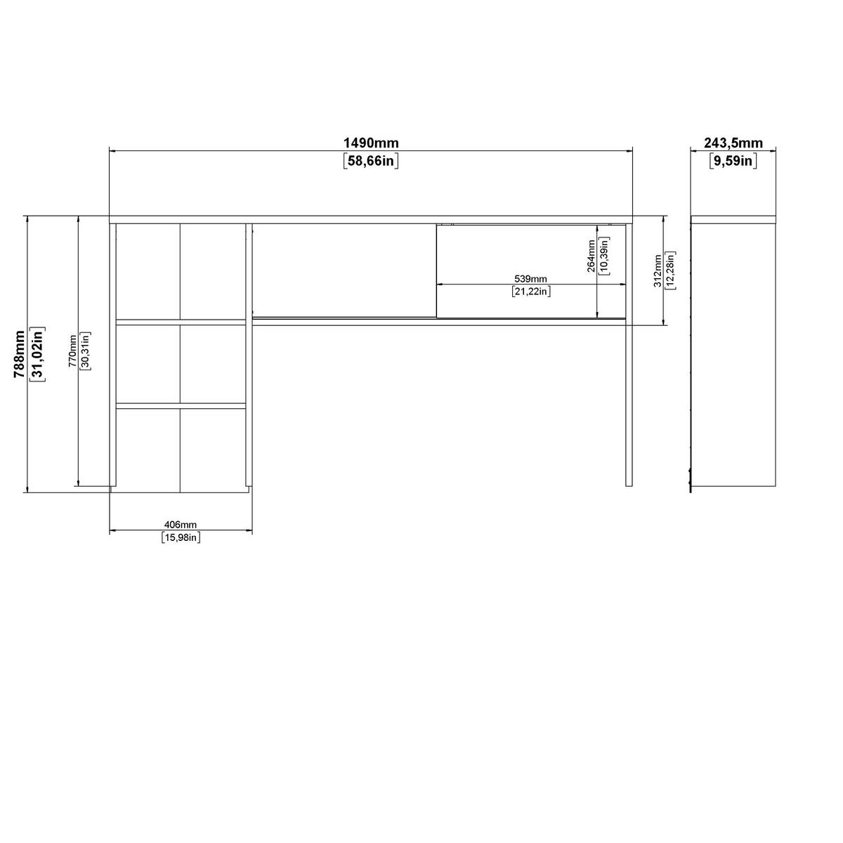 Schreibtisch Function Plus Eichefarben, L: 149 cm - Eichefarben, MODERN, Holzwerkstoff (149/48,2/156,2cm) - P & B