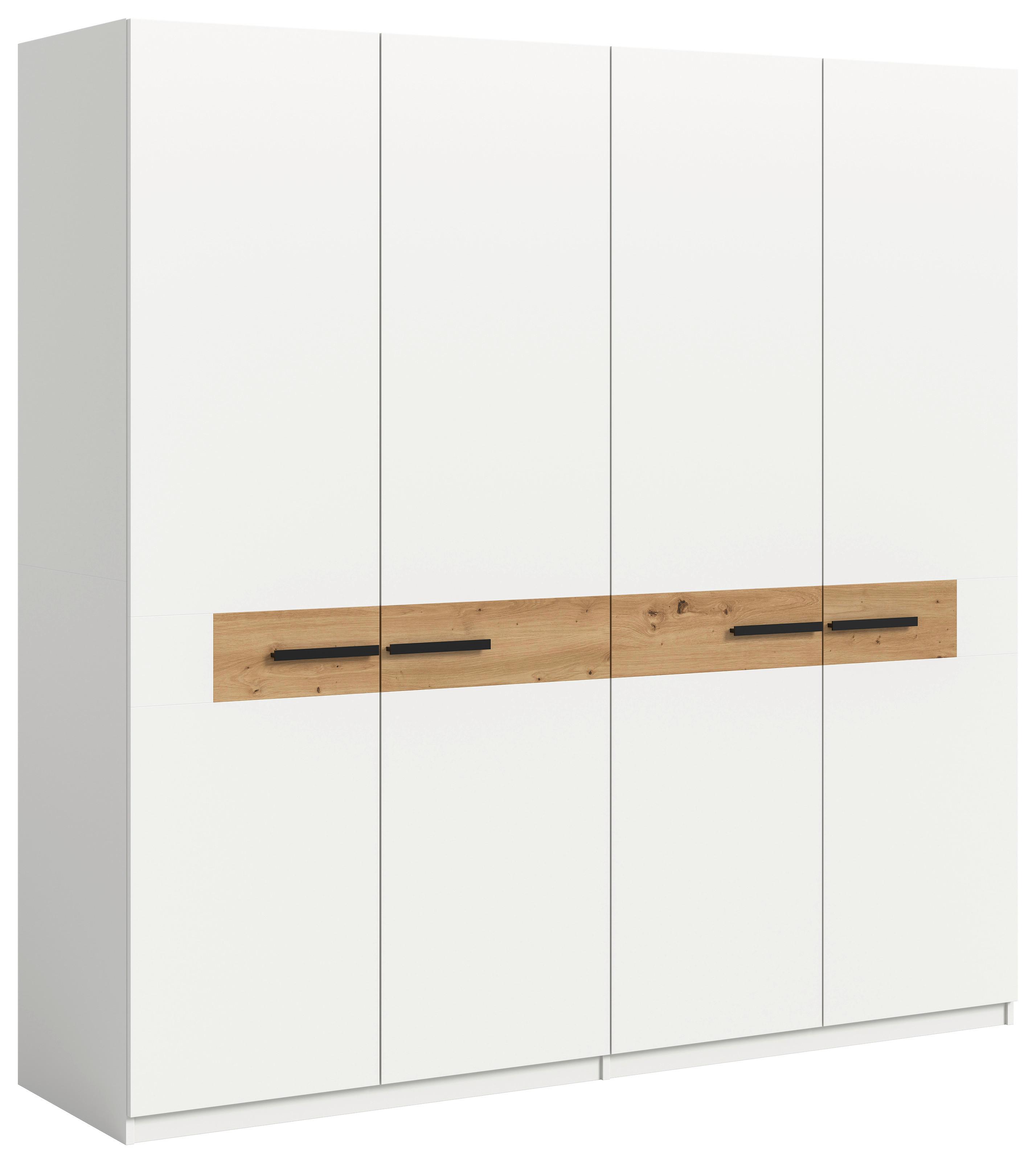 Drehtürenschrank Stanga Eiche Dekor/Weiß B: 200cm - Weiß/Eiche Artisan, ROMANTIK / LANDHAUS, Holzwerkstoff (200/201/55cm) - Livetastic