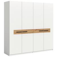 Drehtürenschrank Stanga Eiche Dekor/Weiß B: 200cm - Weiß/Eiche Artisan, ROMANTIK / LANDHAUS, Holzwerkstoff (200/201/55cm) - Livetastic