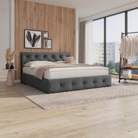 Manželská postel s roštem Julie, 180x200 cm, tmavě šedá - černá/tmavě šedá, Moderní, kov/dřevo (180/200cm) - Bessagi Home