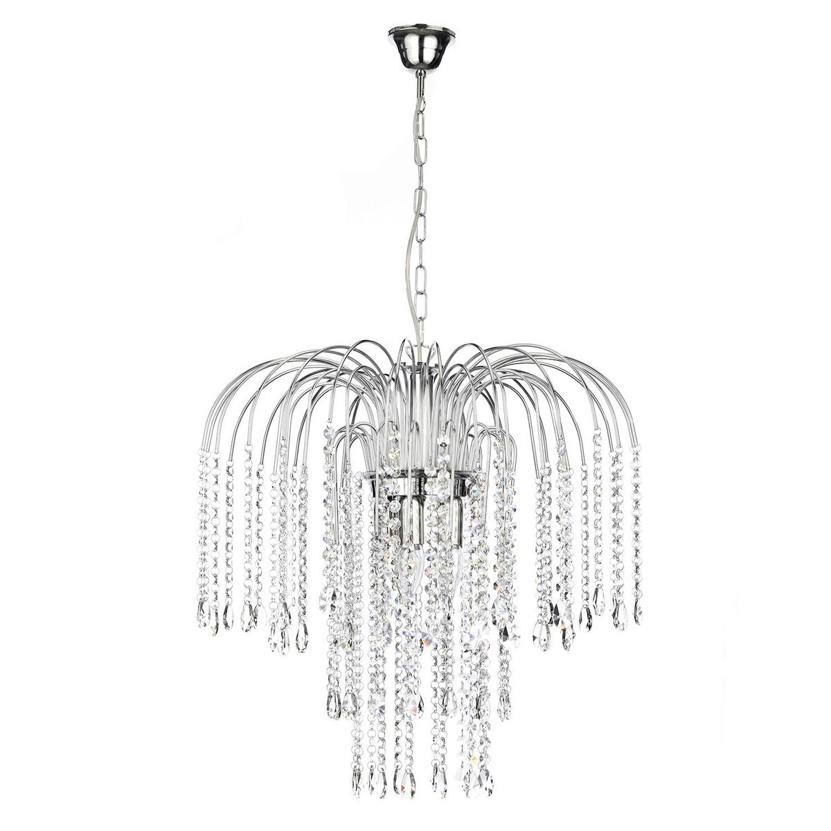 Kristall-Hängeleuchte 4698/G - Chromfarben, KONVENTIONELL, Glas/Metall (50/110cm)