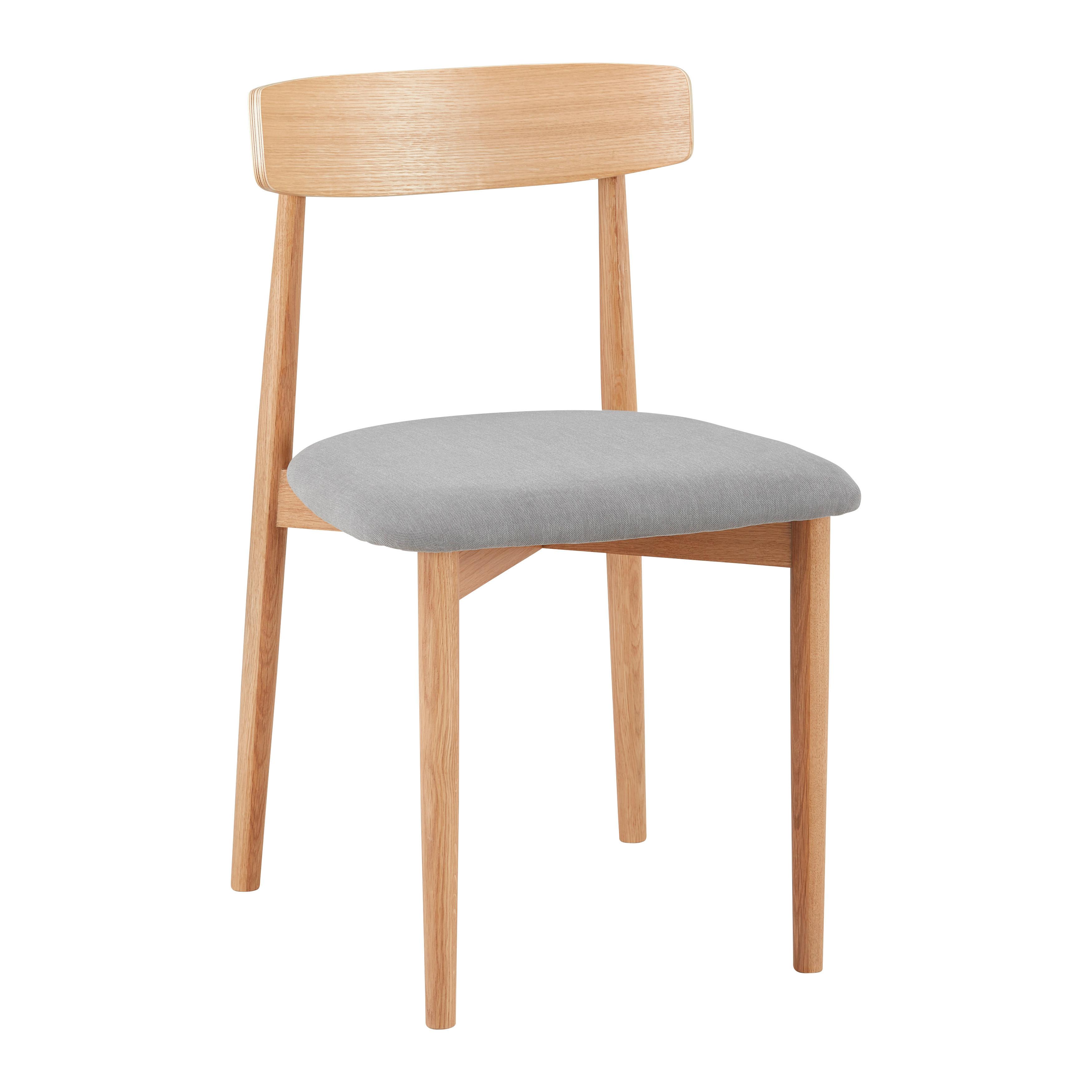 Stolička NOAH dubové drevo/sivá - sivá/prírodná farba, Modern, drevo/textil (47/78/51cm) - Bessagi Home