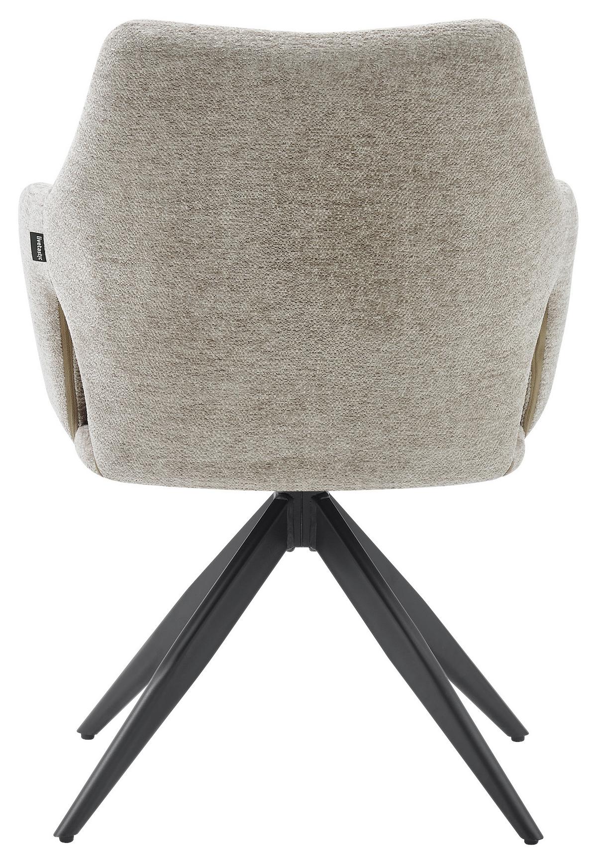 Armlehnstuhl Flow Taupe B: 57,5 cm - Taupe/Schwarz, MODERN, Holz/Textil (57,5/85/62cm) - Livetastic