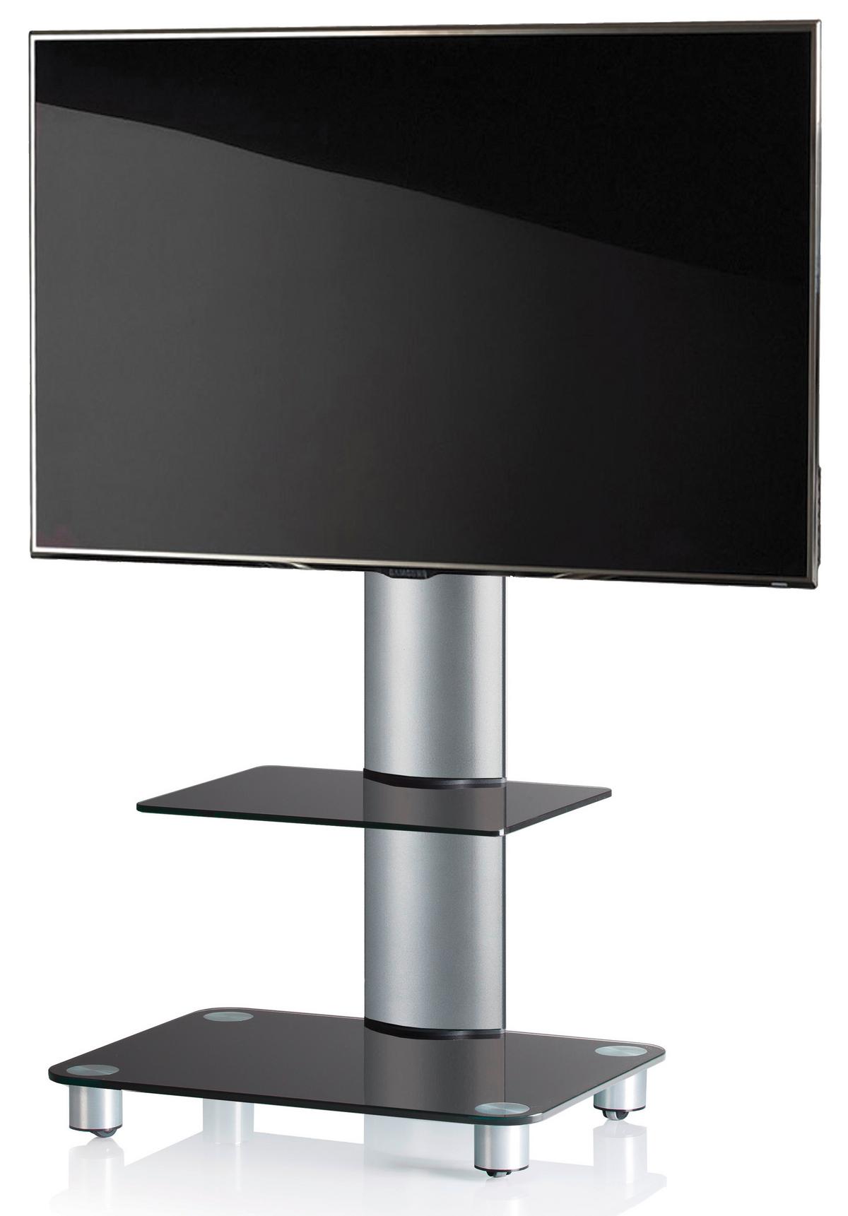 Tv-rack Bis 70“ Schwenkbar + Rollen Tosal Max. 30 Kg - Silberfarben/Schwarz, KONVENTIONELL, Glas/Metall (60/100/44cm) - MID.YOU