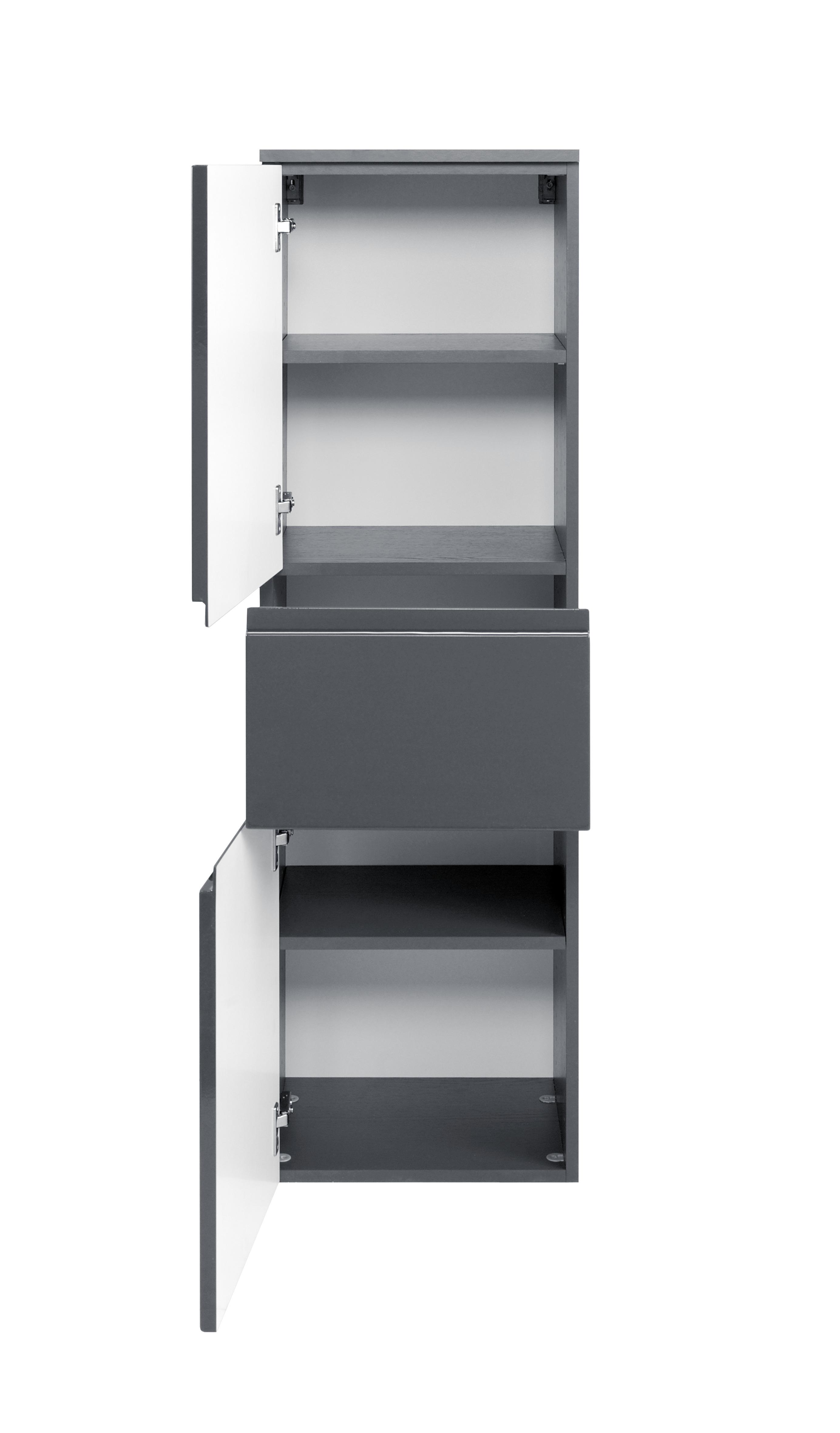 Midischrank Mit Soft-Close Cardiff 40cm, Graphit Dekor - Graphitfarben, Design, Holzwerkstoff (40/130/35cm) - Held