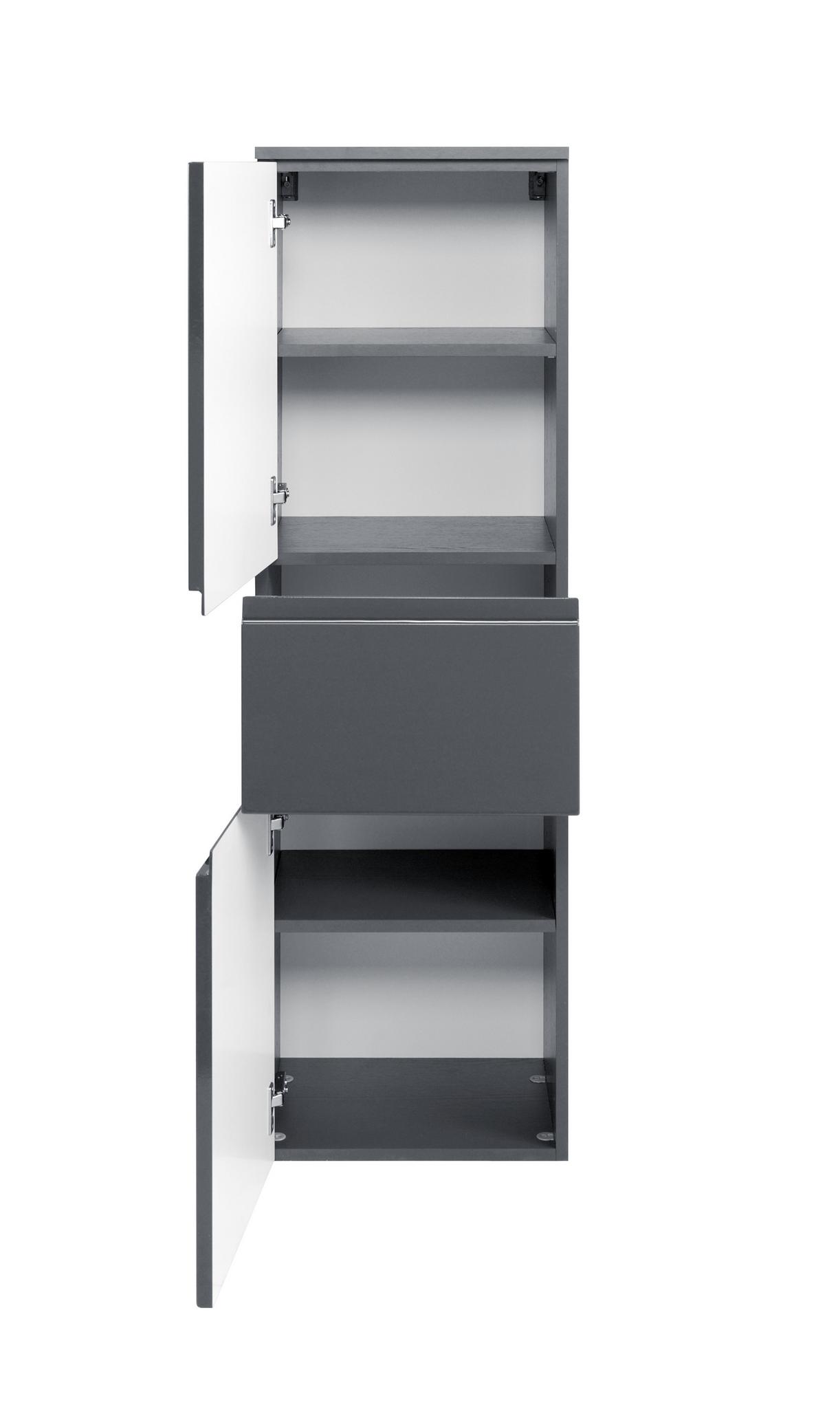 Midischrank Mit Soft-Close Cardiff 40cm, Graphit Dekor - Graphitfarben, Design, Holzwerkstoff (40/130/35cm) - Held