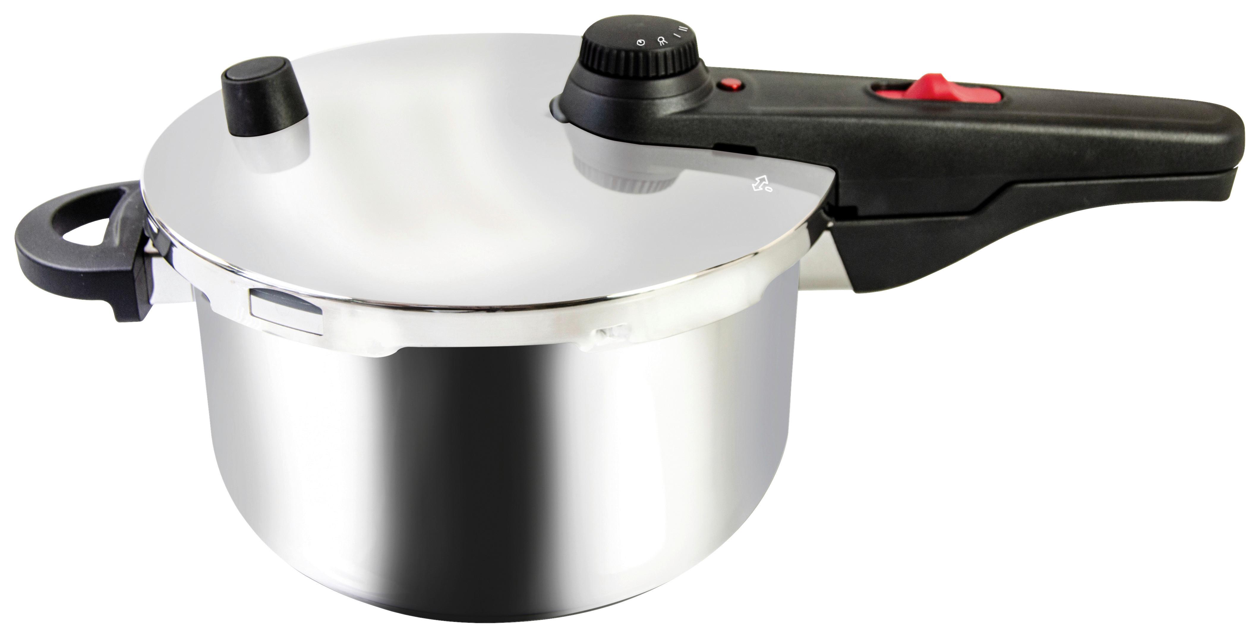 Kelomat Schnellkochtopf 4,5 L Edelstahl Induktion + Kochbuch - Silberfarben, Basics, Metall (22cm) - Kelomat