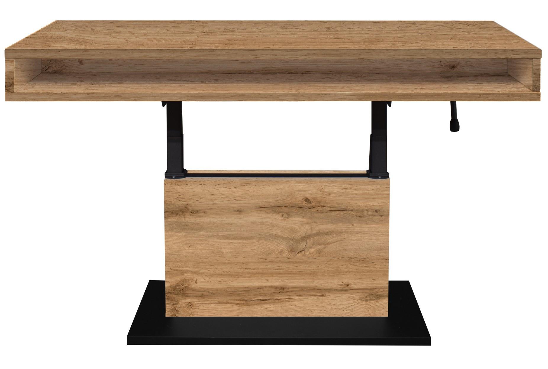 Couchtisch Lift Eiche Artisan/Schwarz B: 110cm - Eiche Wotan/Schwarz, Design, Holzwerkstoff/Metall (110/58-77/60cm) - MID.YOU