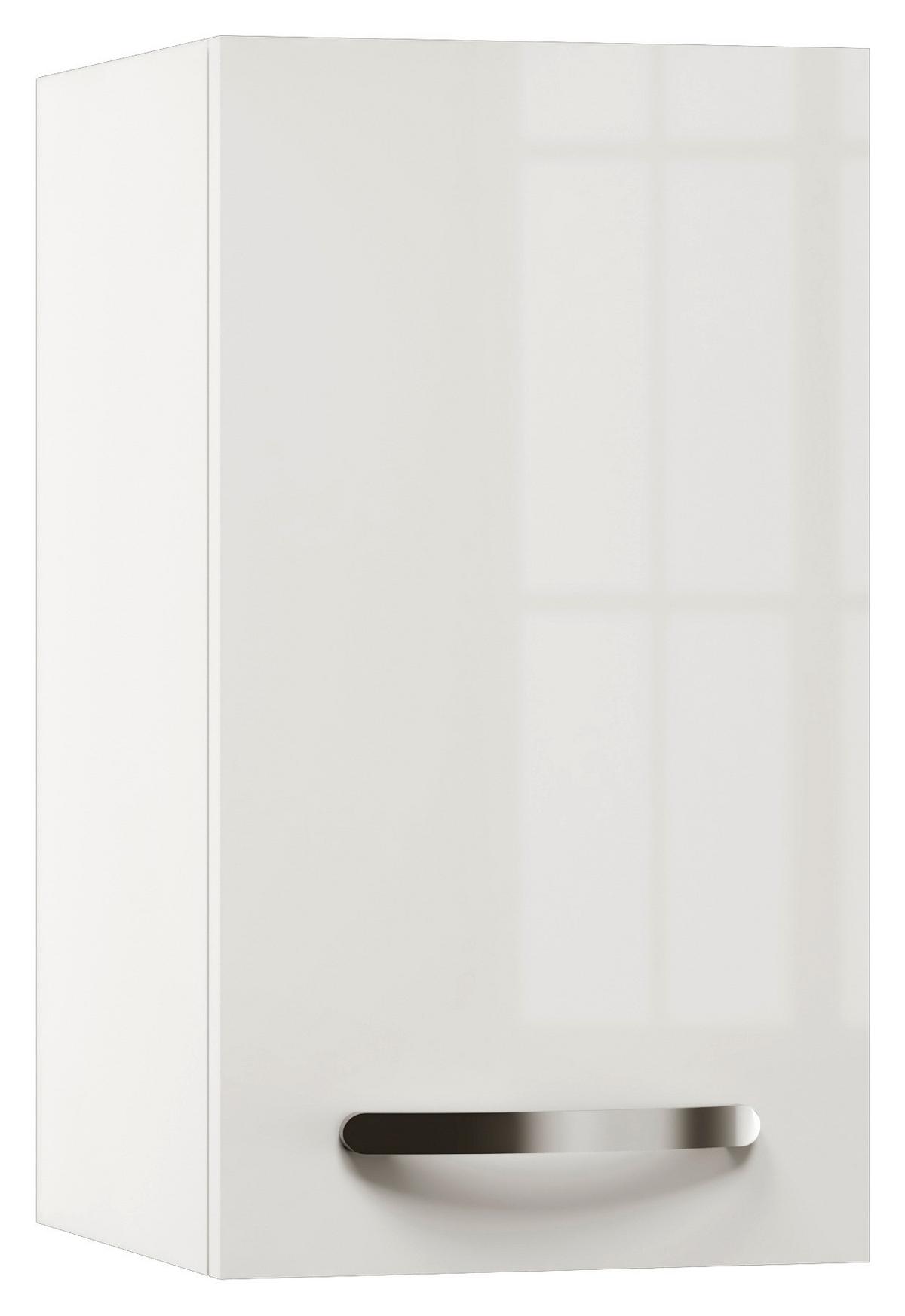 Felsőszekrény Alba - magasfényű fehér/fehér, Modern, faalapú anyag (30/54,8/32cm)