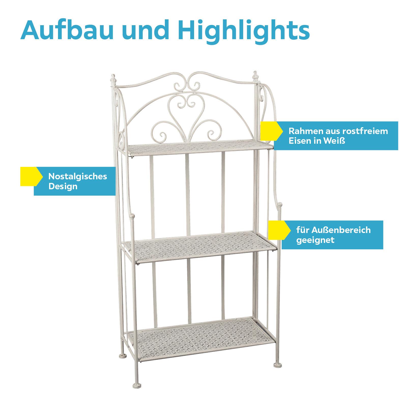 Regal Eisen Nadim 1 B 59cm, Weiß - Weiß, MODERN, Metall (59/116/30cm)
