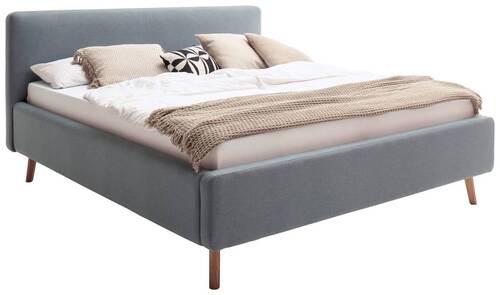 Polsterbett Mattis 180x200cm Hellblau, inkl. Bettkasten - Eichefarben/Hellblau, Design, Holz/Textil (180/200cm) - Livetastic