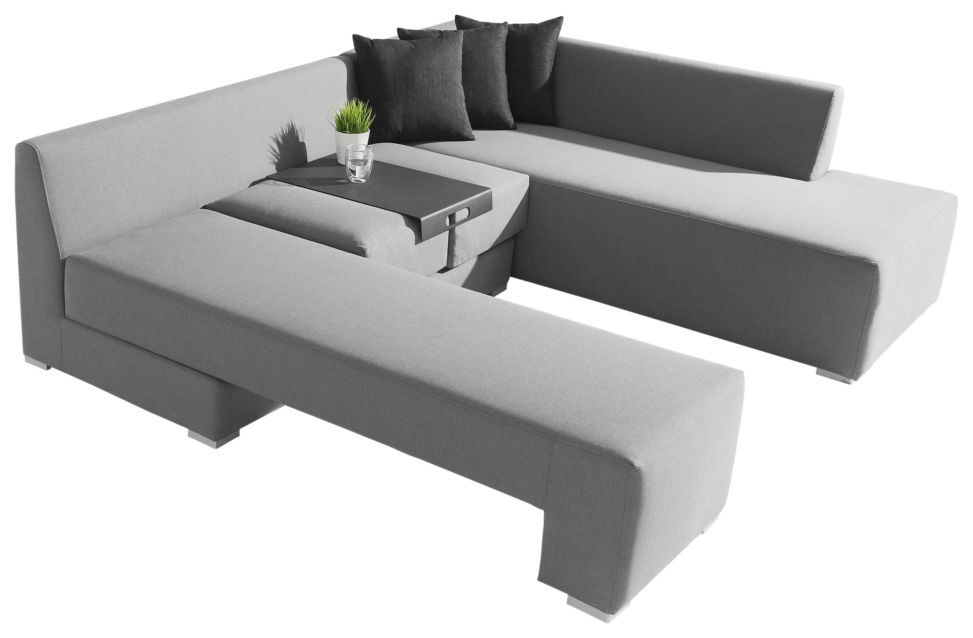 Loungegarnitur 3-Tlg Wellington Textil mit Kissen - Grau, Basics, Textil (300/150/70cm) - Gardenson