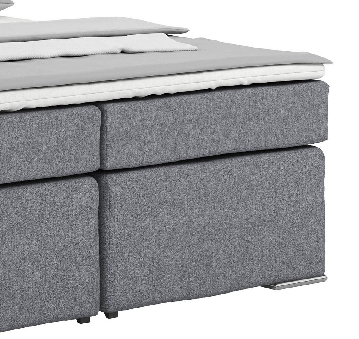 Postel Boxspring NERO PL: 160/200cm, šedá zelená - barvy chromu/modrošedá, Konvenční, kov/textil (160/200cm)