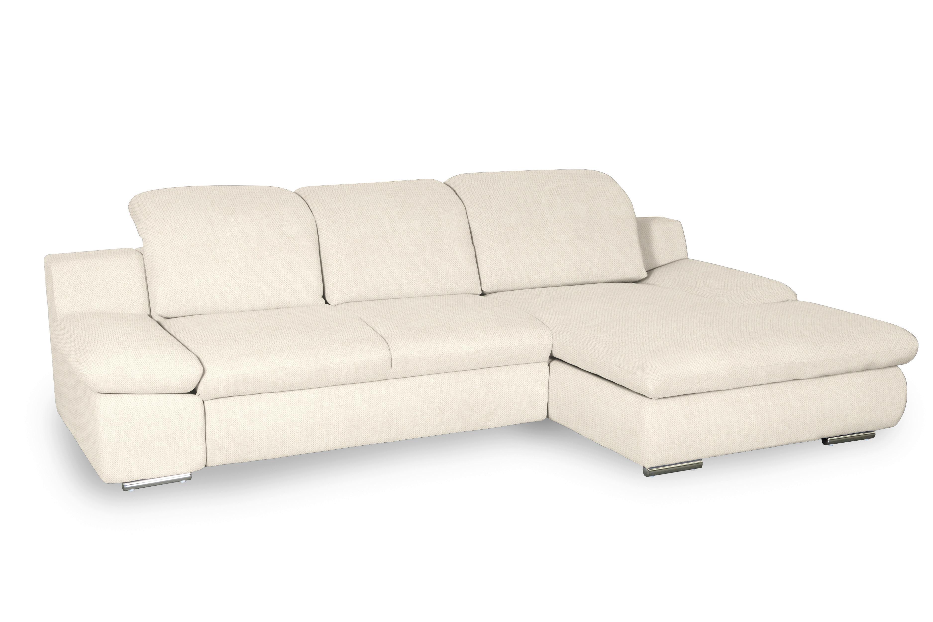 Ecksofa Isona Creme Chenille - Chromfarben/Creme, Design, Textil (286/165cm) - Livetastic