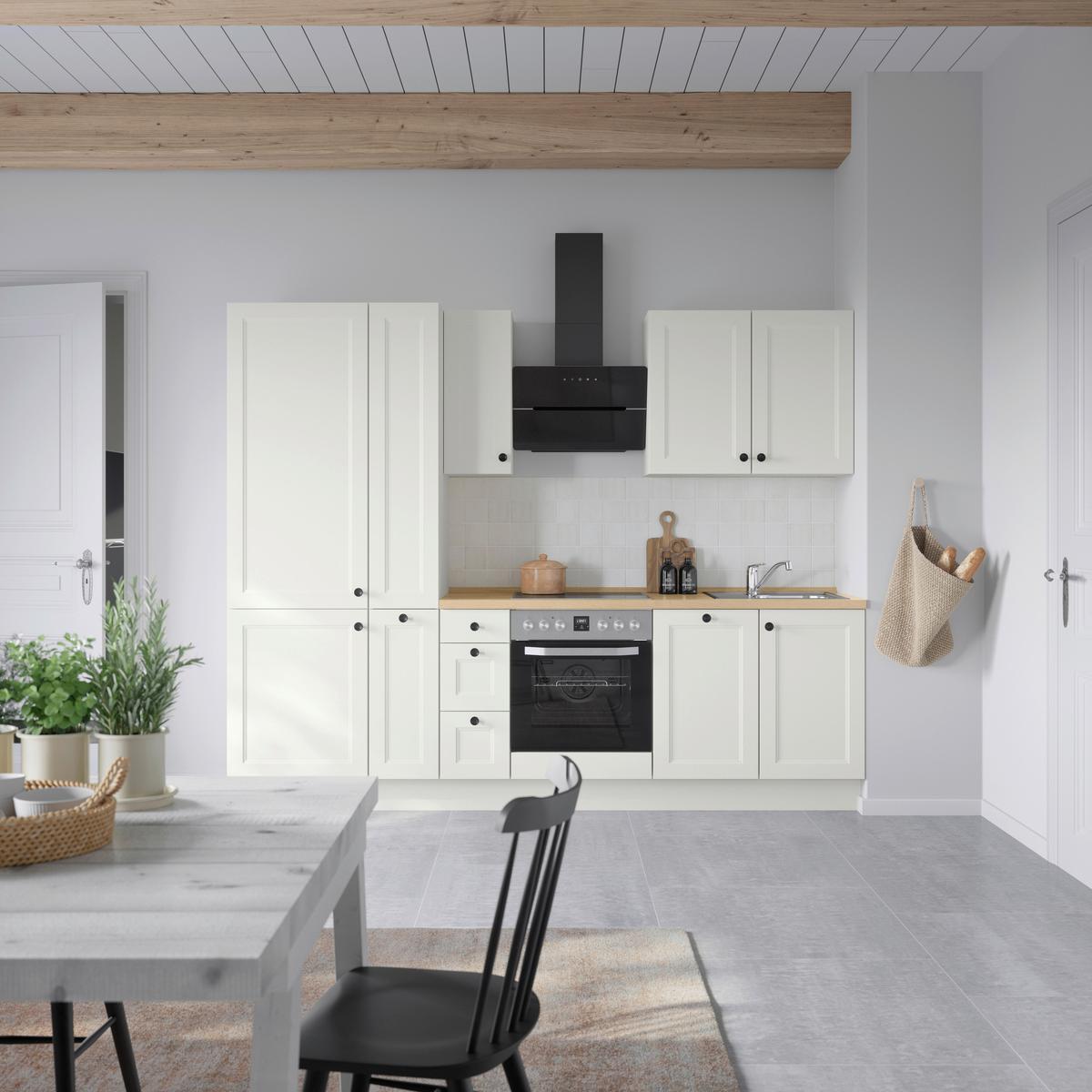 Kuchynská linka 270 cm, biela/dekor dub Sierra - čierna/biela, Modern, kov/kompozitné drevo (270cm) - Nobilia