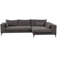Ecksofa Berlin Cord Grau 313x172 cm - Schwarz/Grau, Design, Textil (313/172cm) - Livetastic