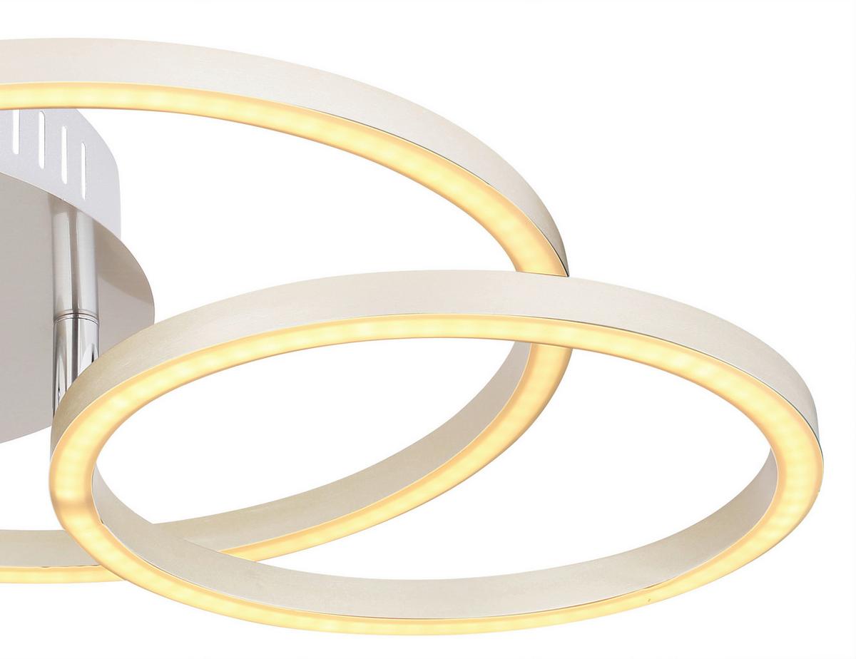 LED-Deckenleuchte Kendy L: 50 cm - Weiß/Nickelfarben, Basics, Kunststoff/Metall (50/30/9,5cm) - Globo