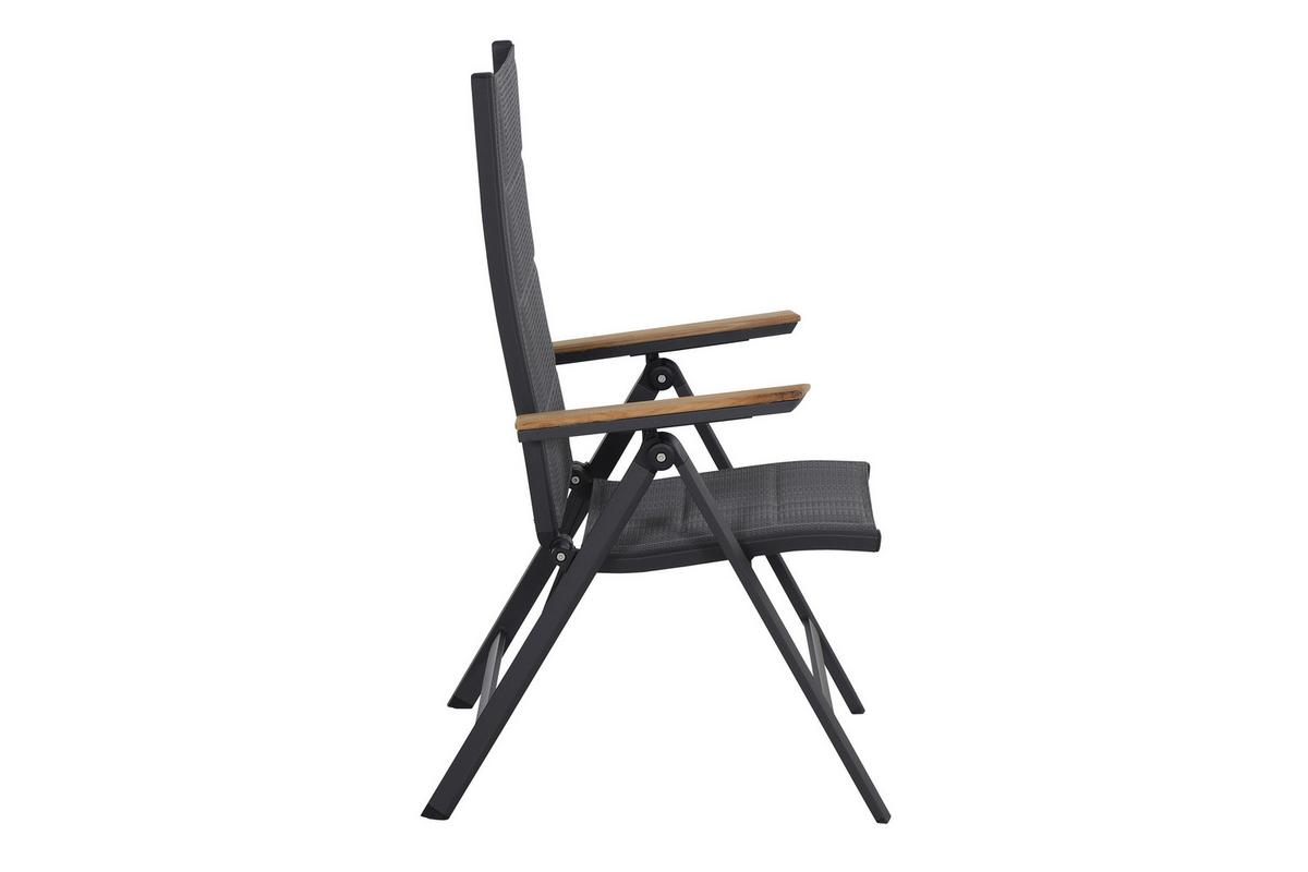 Gartensessel Klappbar Aluminium, Kunststoff - Anthrazit, KONVENTIONELL, Holz/Kunststoff (59/110/68cm) - Siena Garden