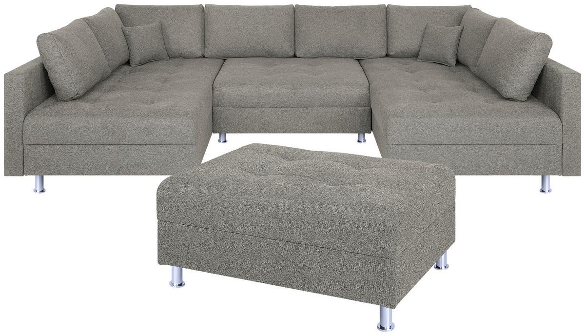 Wohnlandschaft Sofia - Taupe/Chromfarben, Design, Holzwerkstoff/Textil (192/308/192cm) - P & B