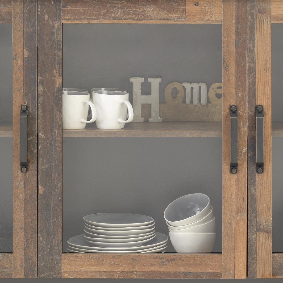 VITRÍNA ONTARIO - šedá/barvy dubu, Moderní, kompozitní dřevo/plast (162/114/38cm) - Ondega