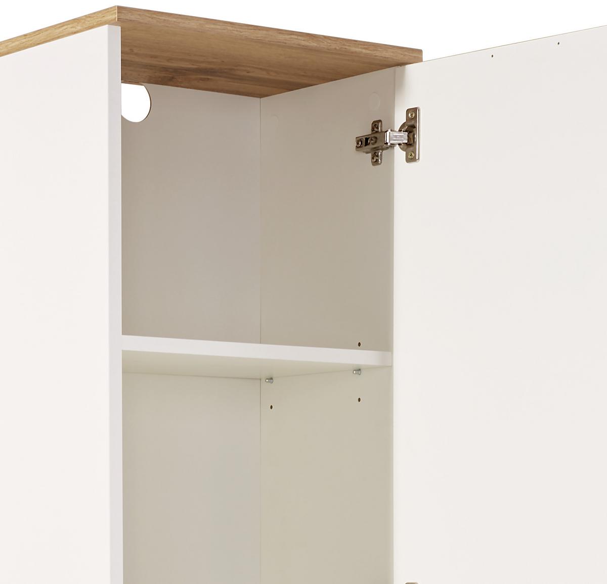Hochschrank Mit 2 Drehtüren Turin 5 40cm Weiß/Eiche Dekor - Eiche Wotan/Weiß, MODERN, Holzwerkstoff (40/195/30cm)