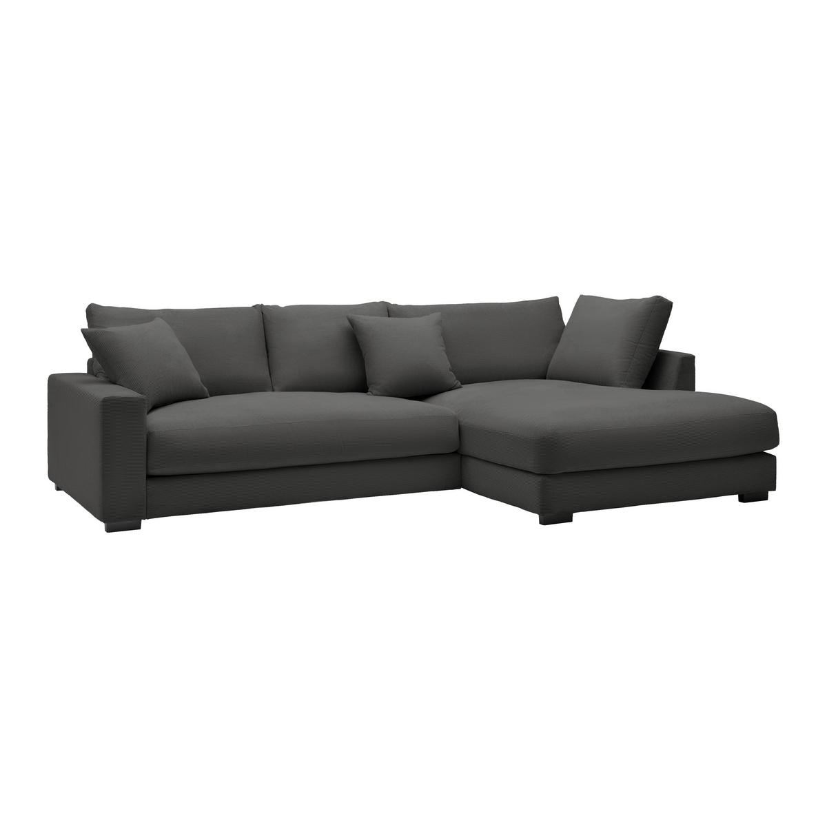 Rohová sedačka PEDRO, pravá, antracitová - černá/antracitová, Moderní, textil/plast (300/190cm) - Mömax
