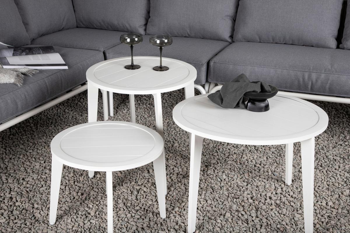 Loungegarnitur 4-tlg Roxo Metall/textil Mit Kissen - Weiß/Grau, KONVENTIONELL, Textil/Metall - Gardenson