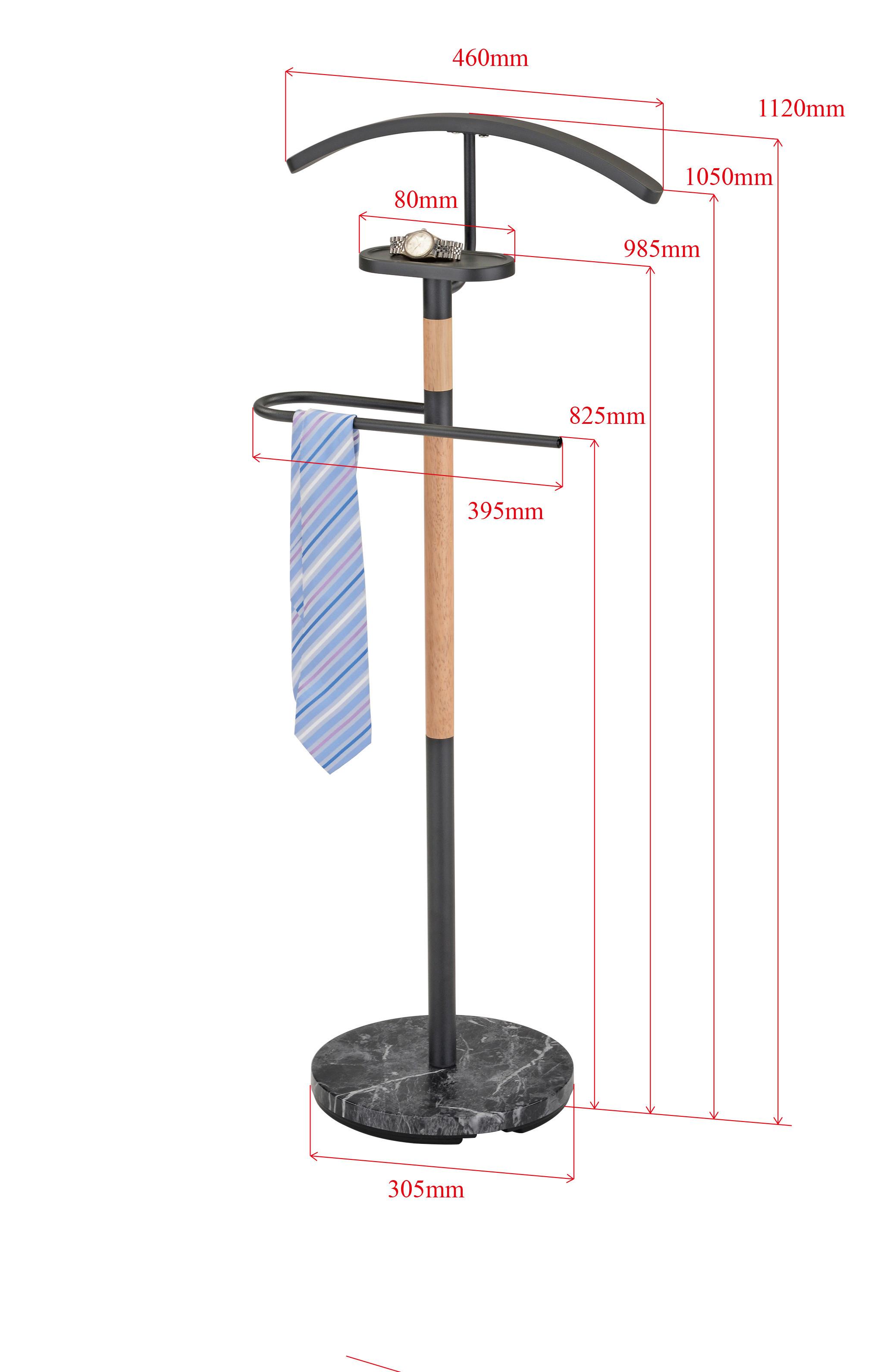 Ruhaállvány Rudy - natúr színű/fekete, Modern, fa/fém (47/112/31cm)