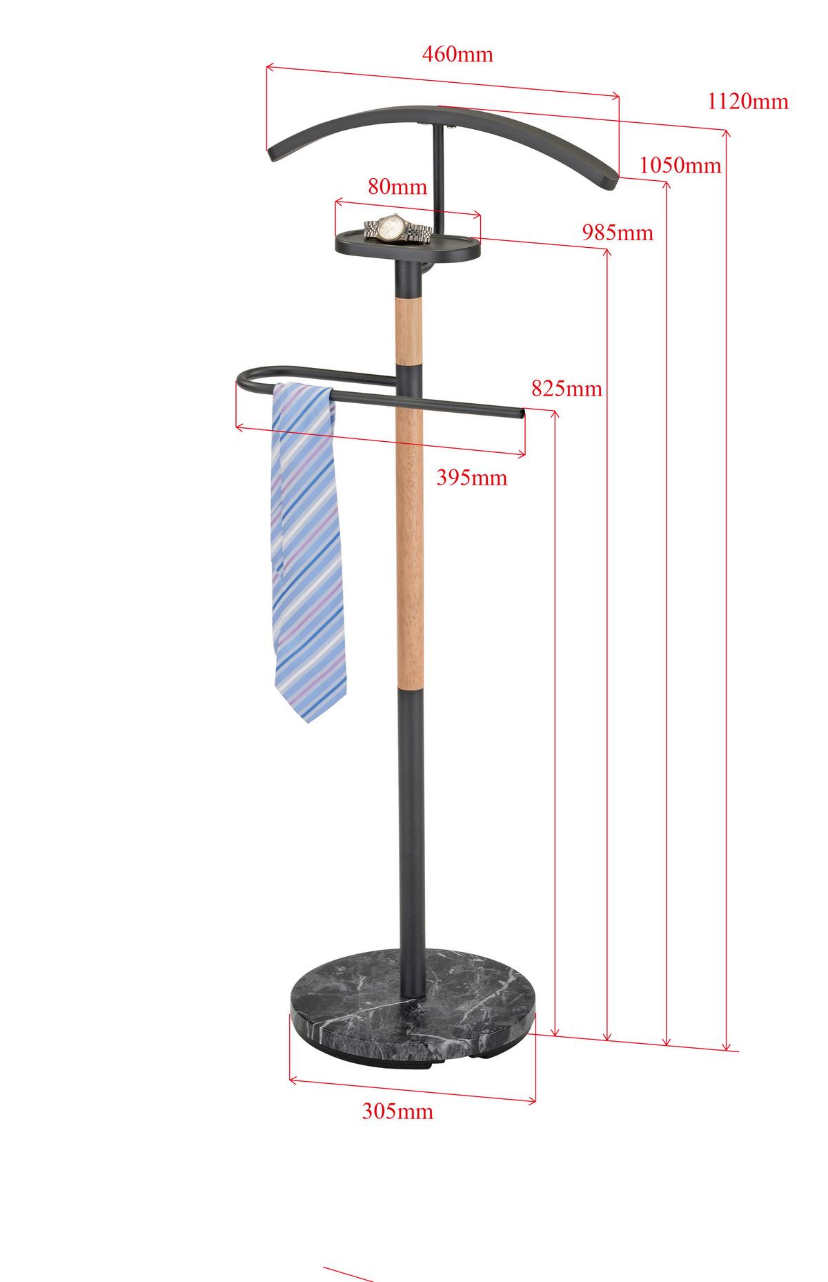 Ruhaállvány Rudy - natúr színű/fekete, Modern, fa/fém (47/112/31cm)