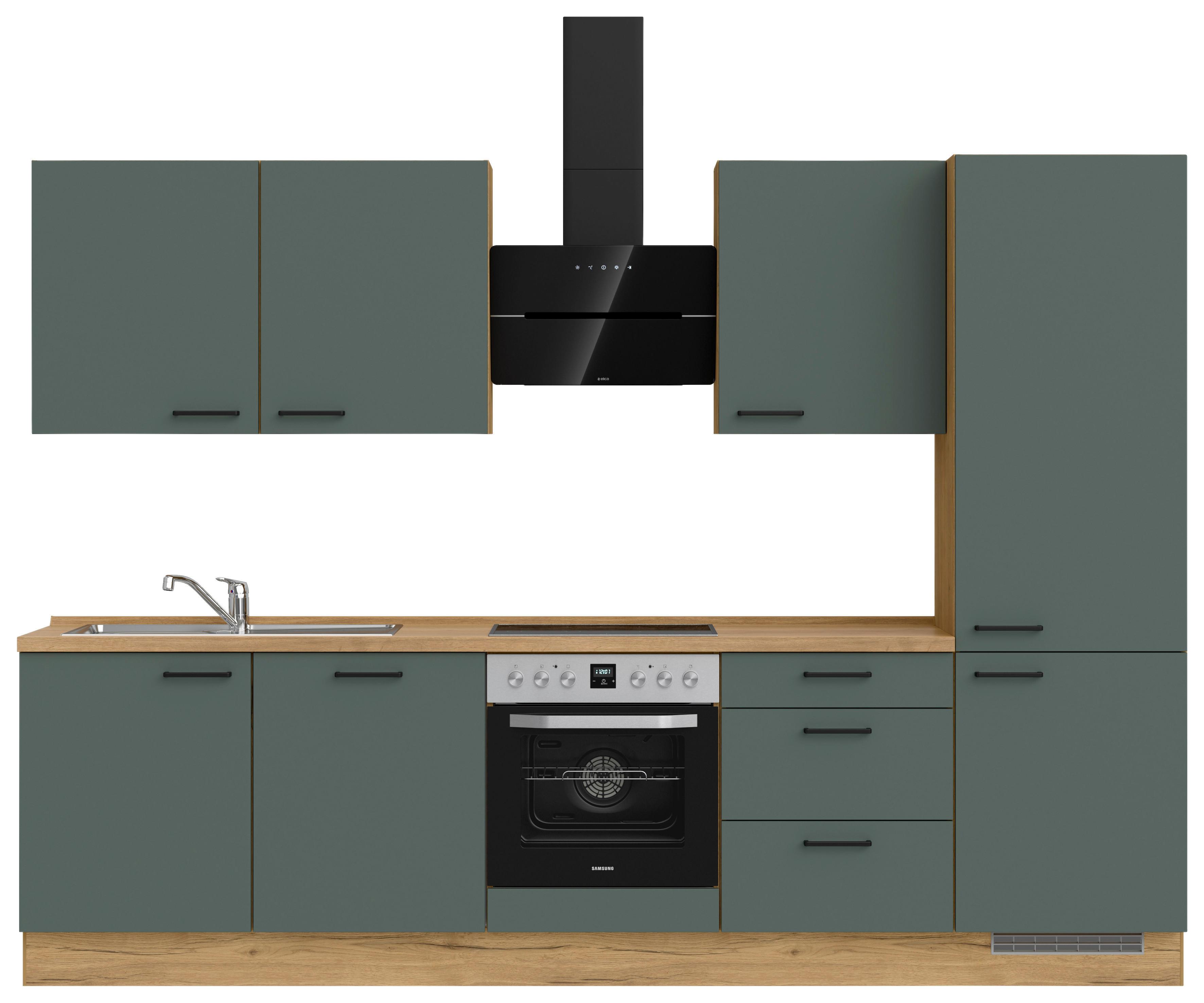 Küchenleerblock Easytouch High-Line, H10 Re. - Dunkelgrün/Eichefarben, MODERN, Holzwerkstoff (300cm) - Nobilia