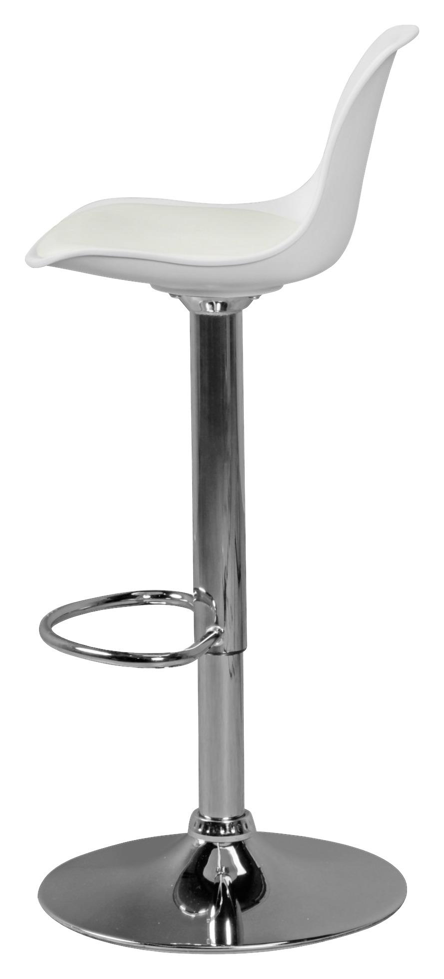 Barhocker Höhenverstellbar Korsika Lederlook Weiß/Chrom
