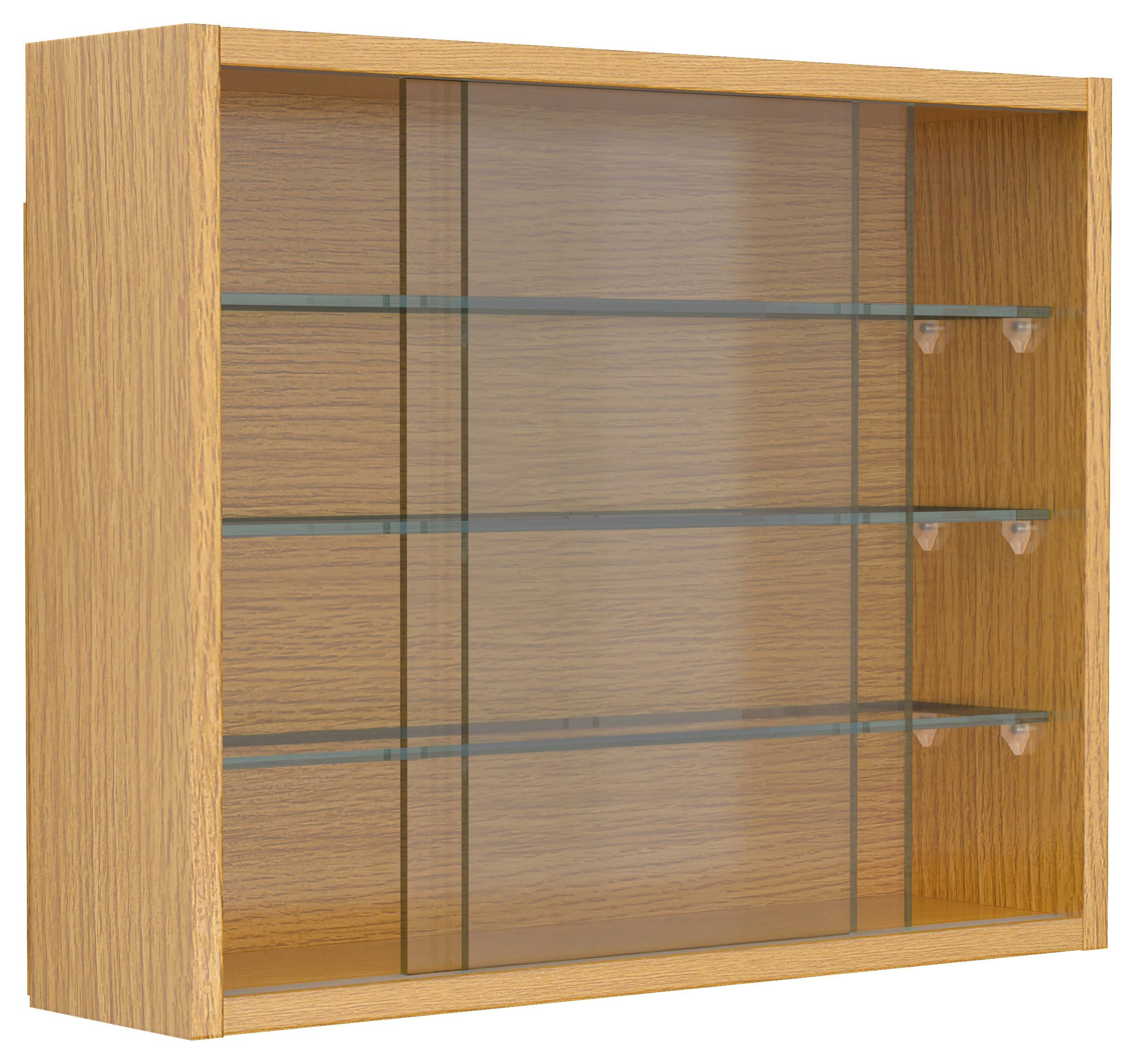 Hängevitrine Drivalo Eiche Dekor B: 50 cm - Honigeiche/Transparent, Design, Glas/Holzwerkstoff (50/40/12cm) - MID.YOU